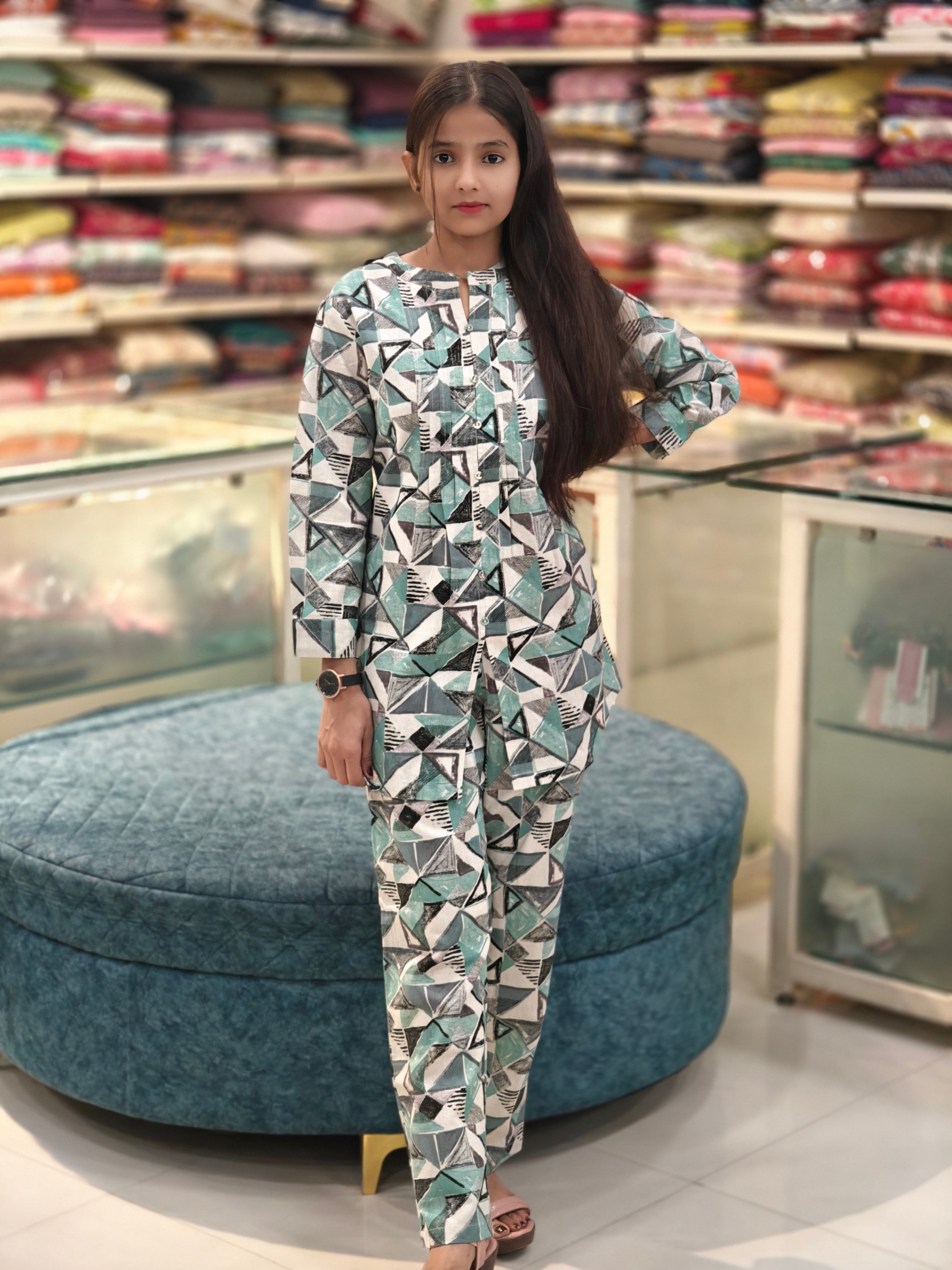 Linen Cotton Coord Set  009810 B