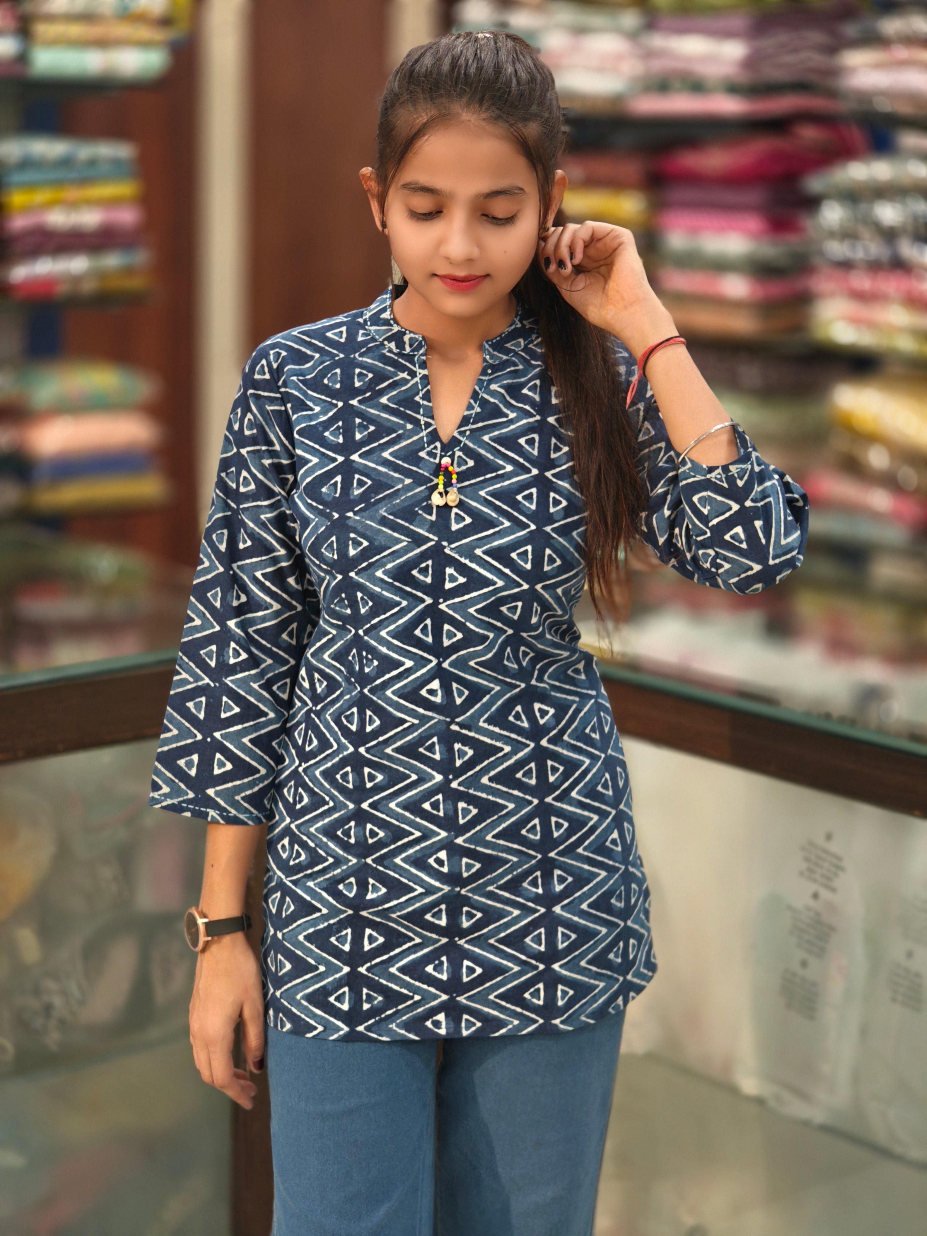 Indigo Blue Short Kurti 011583