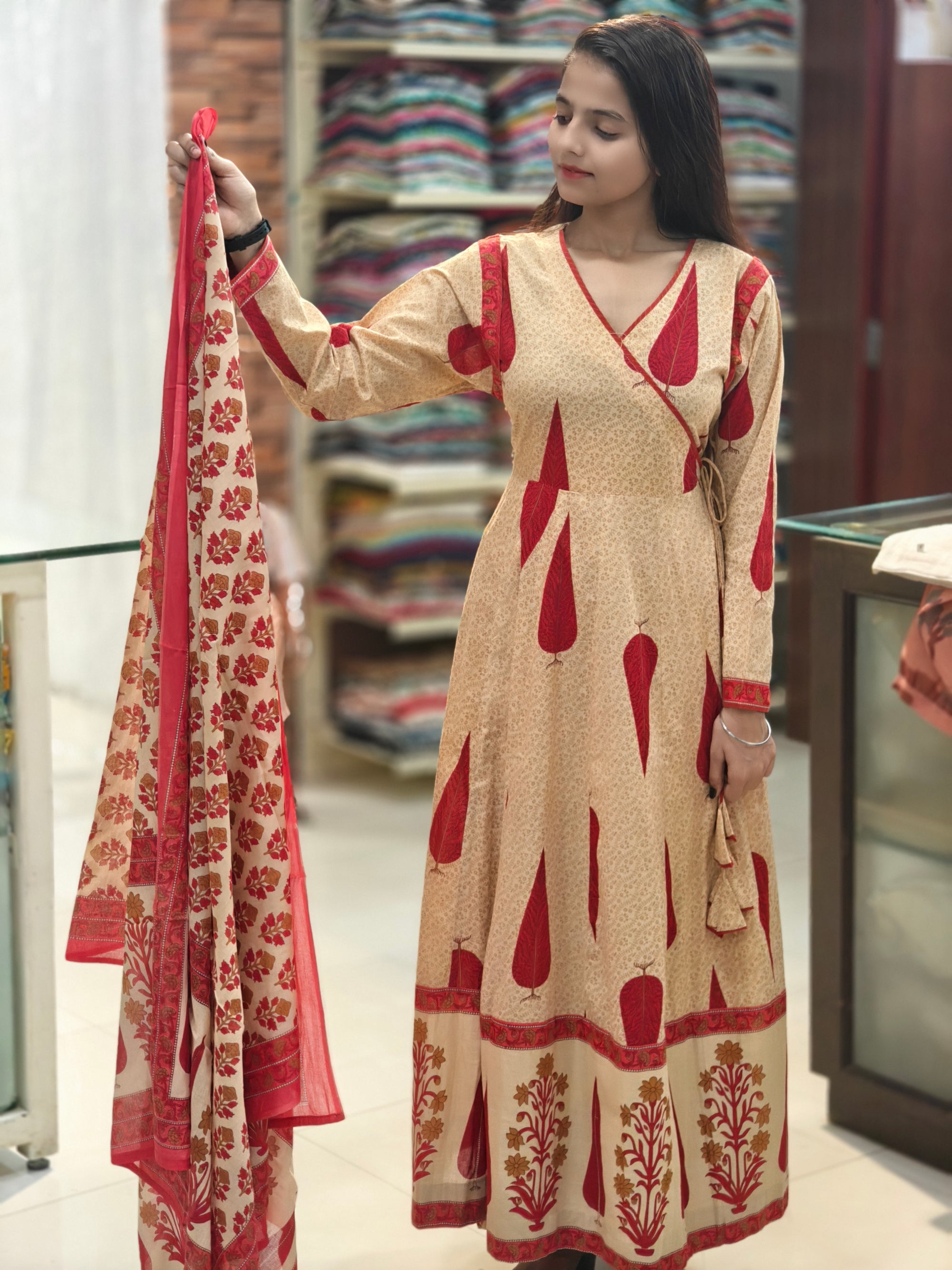 Pure Cotton Flared Kurti Plazo Dupatta Set 012632