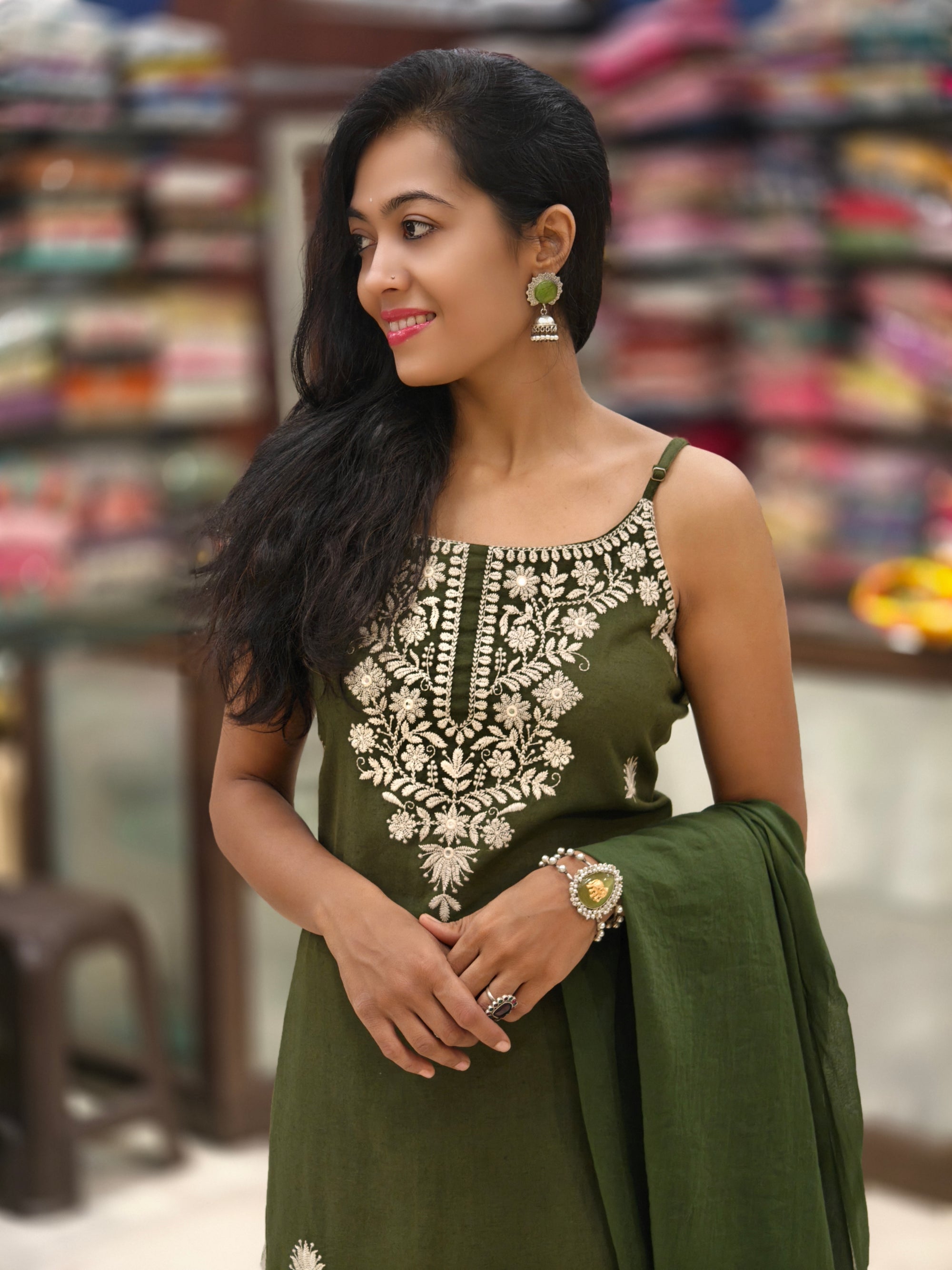 Pure Cotton Spaghetti Kurti Pant Dupatta Set! 013785