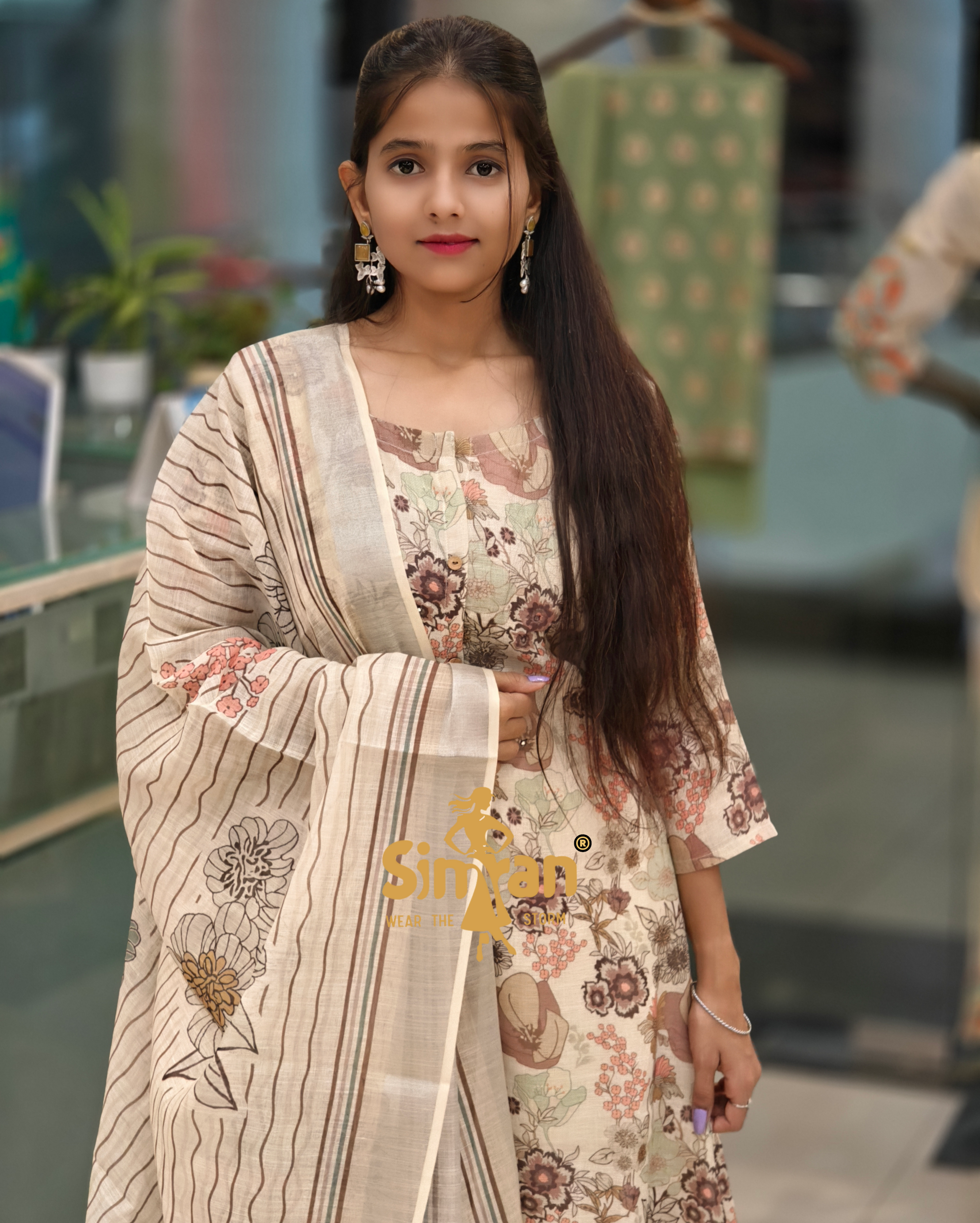 Elegant Linen Kurti Pant Dupatta Set – Grace Meets Comfort 013879