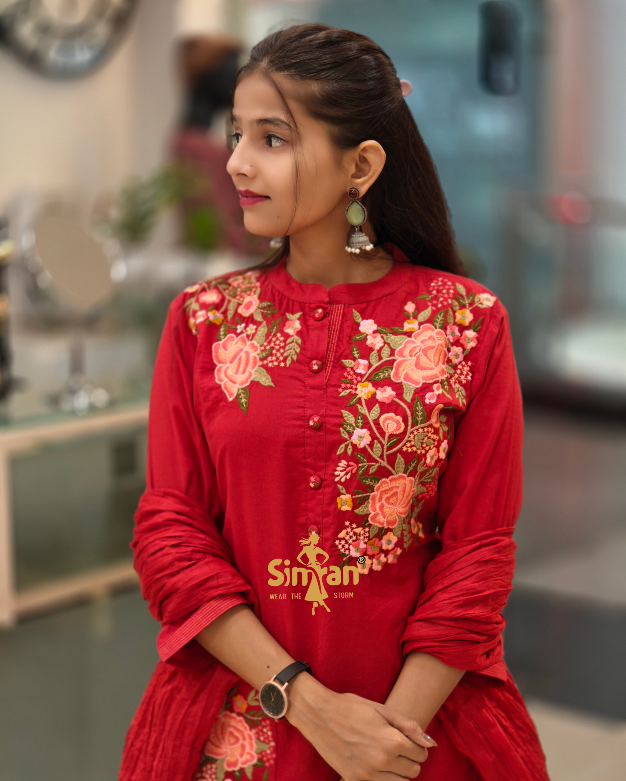 Elegant Linen Cotton Kurti Pant Dupatta Set 013880