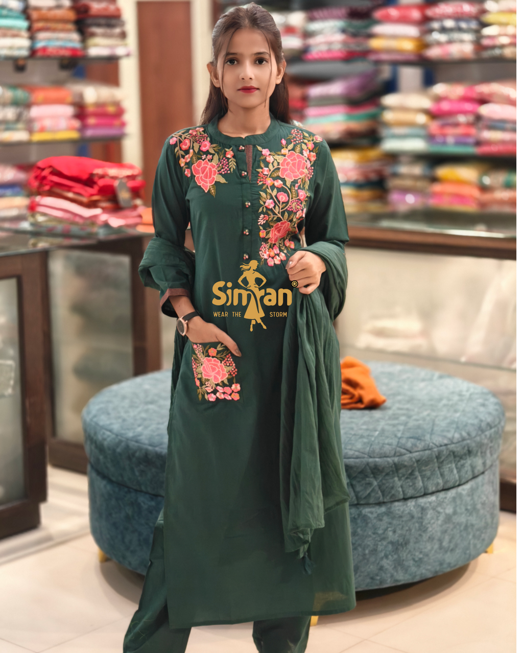 Elegant Linen Cotton Kurti Pant Dupatta Set 013881