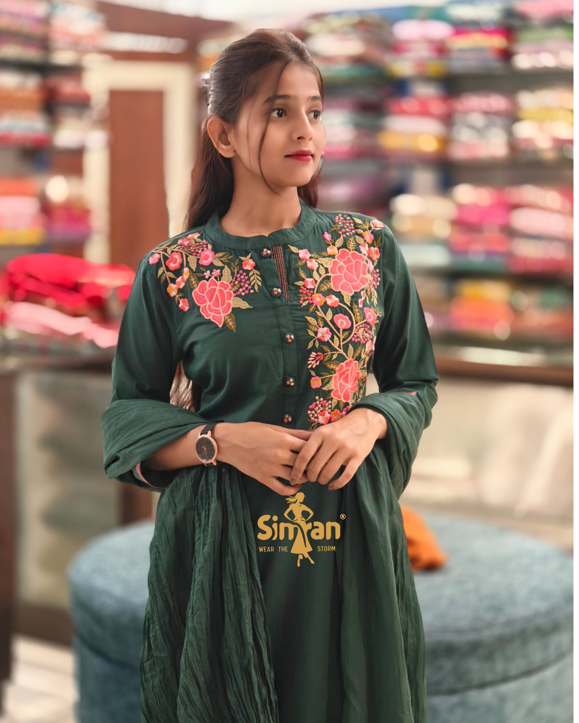 Elegant Linen Cotton Kurti Pant Dupatta Set 013881