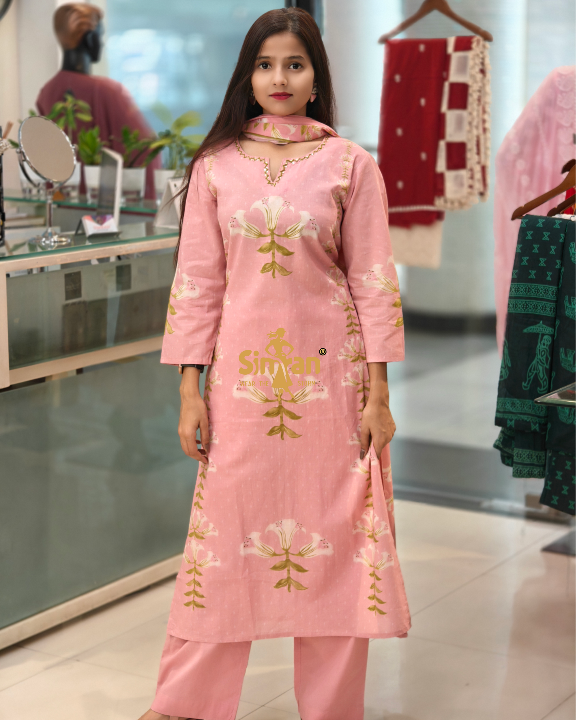 Pure Cotton Kurti Pant Dupatta Set – Elegant Everyday Comfort 013897