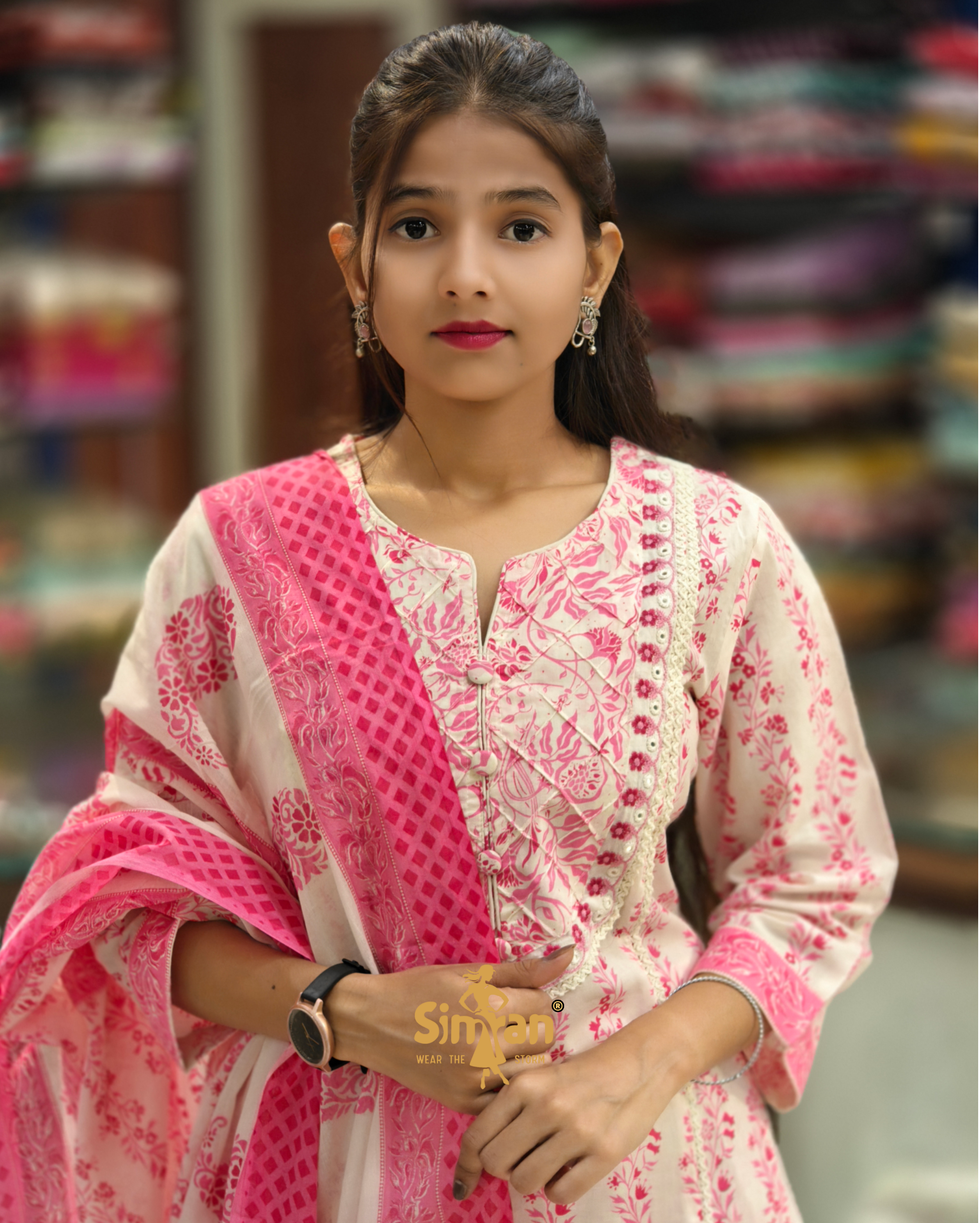 Elegant Linen Cotton Kurti Pant Dupatta Set 013899