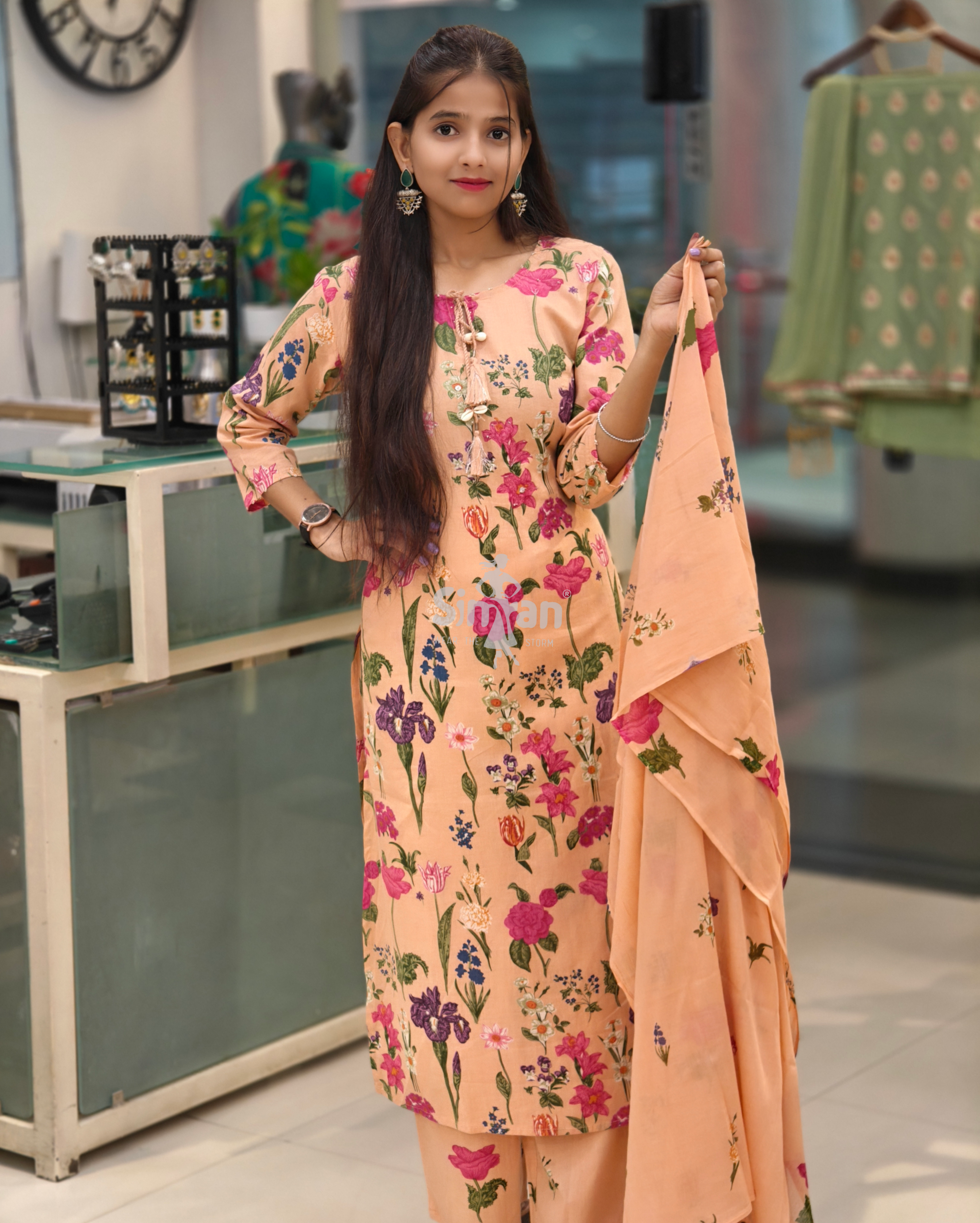 Pure Cotton Kurti Plazo Dupatta Set – Elegant Everyday Comfort 013917