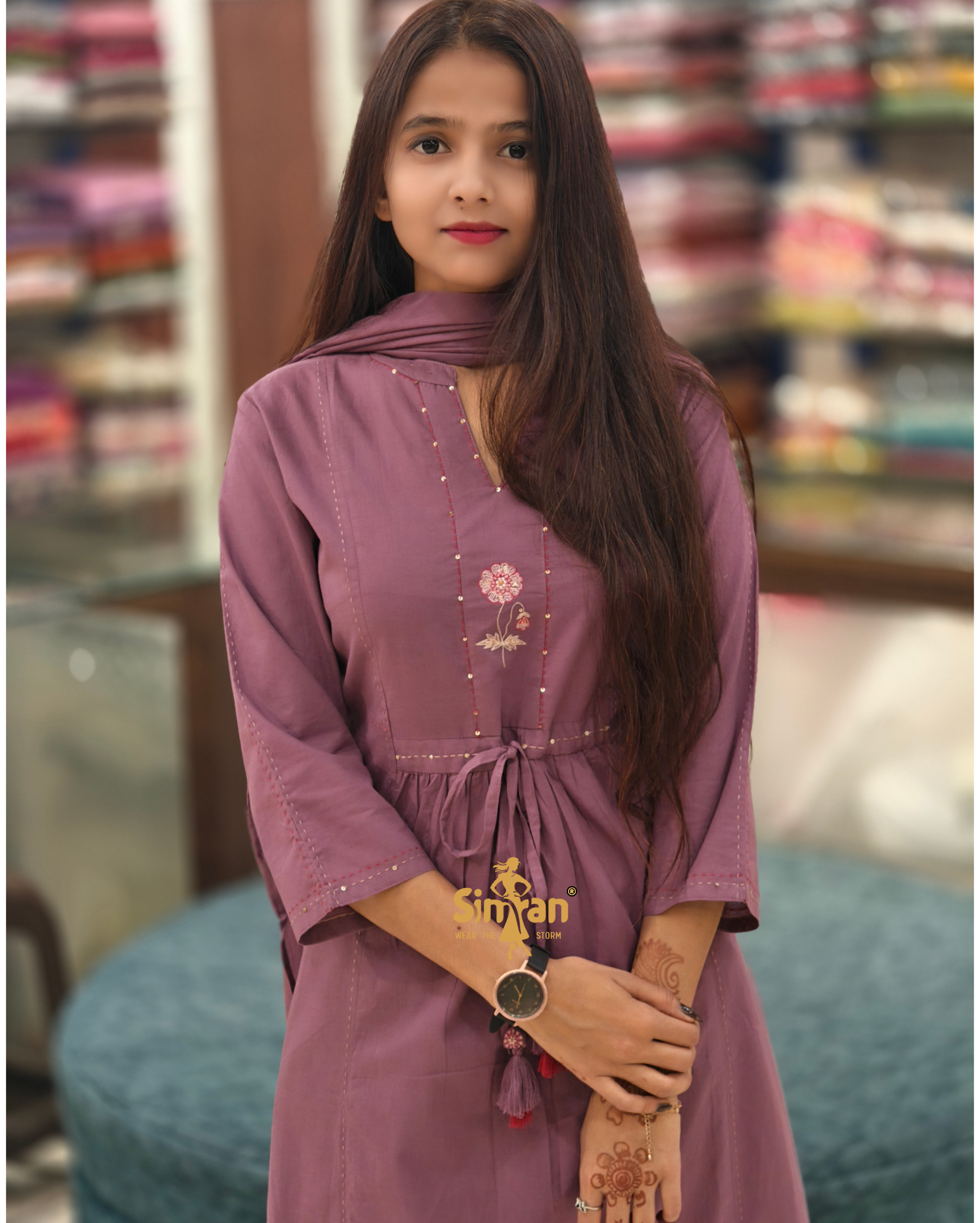 Pure Cotton Kurti Pant Dupatta Set 014137