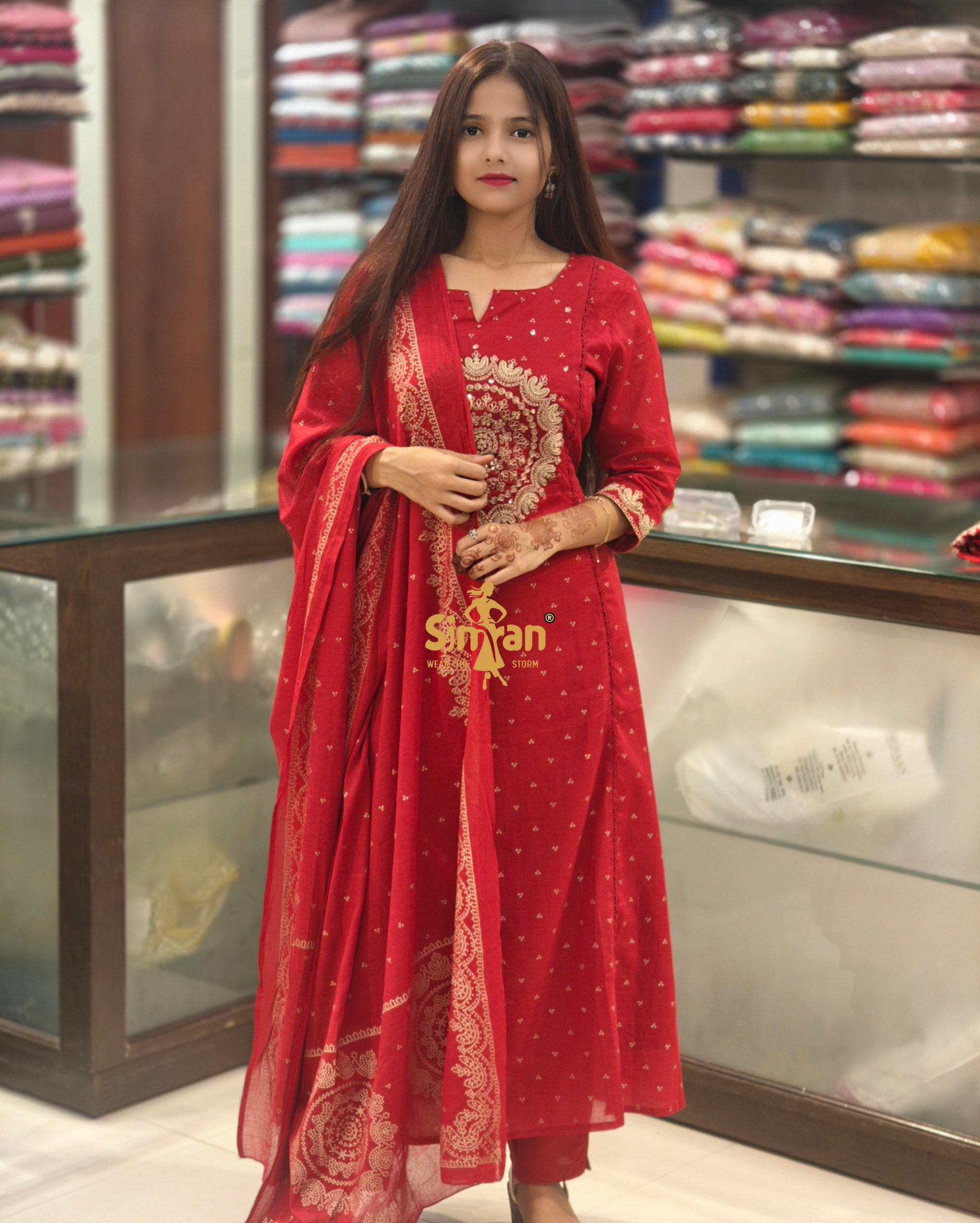 Pure Cotton Kurti Pant Dupatta Set – Elegant Everyday Comfort 014139