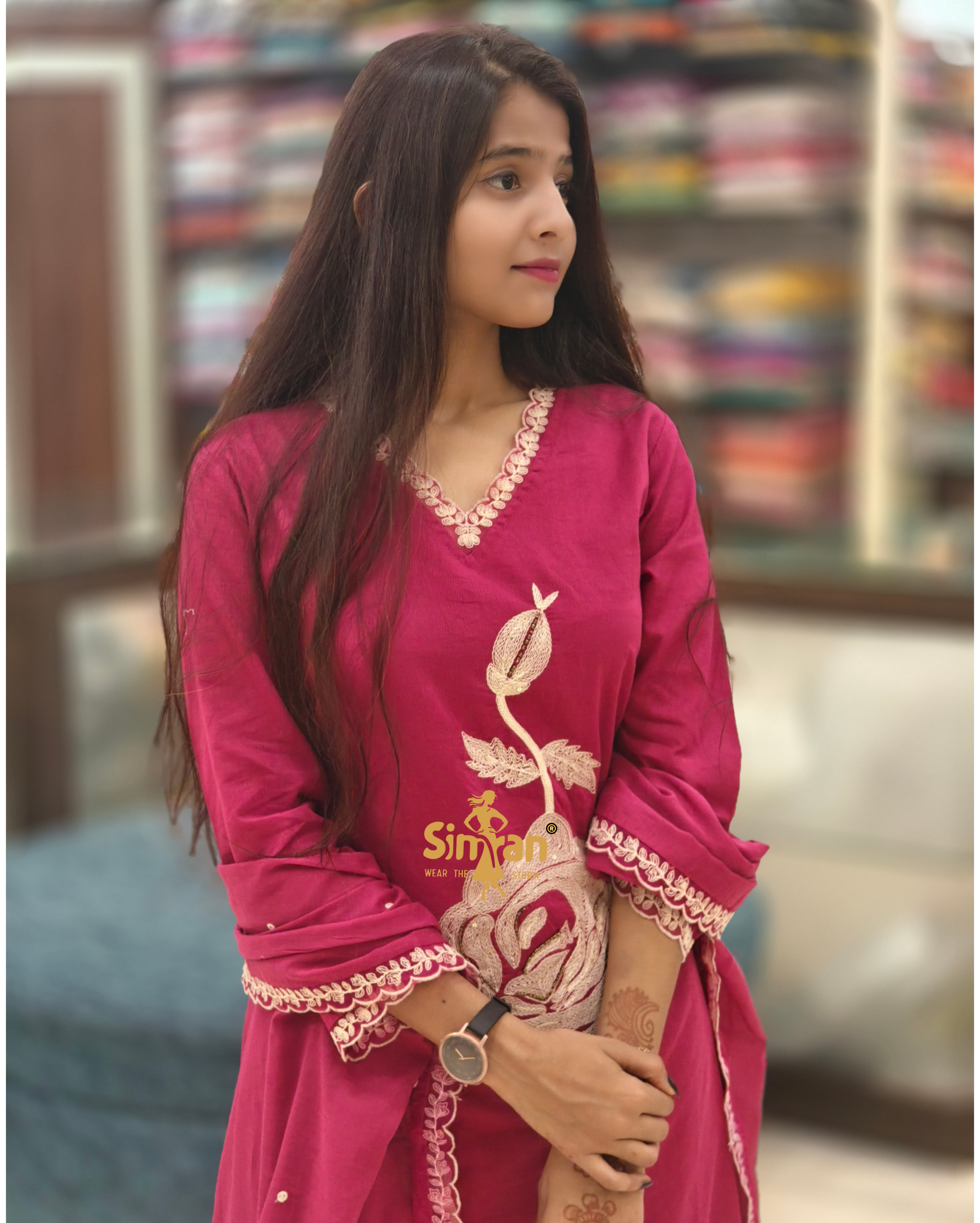 Pure Cotton Kurti Pant Dupatta Set 014141