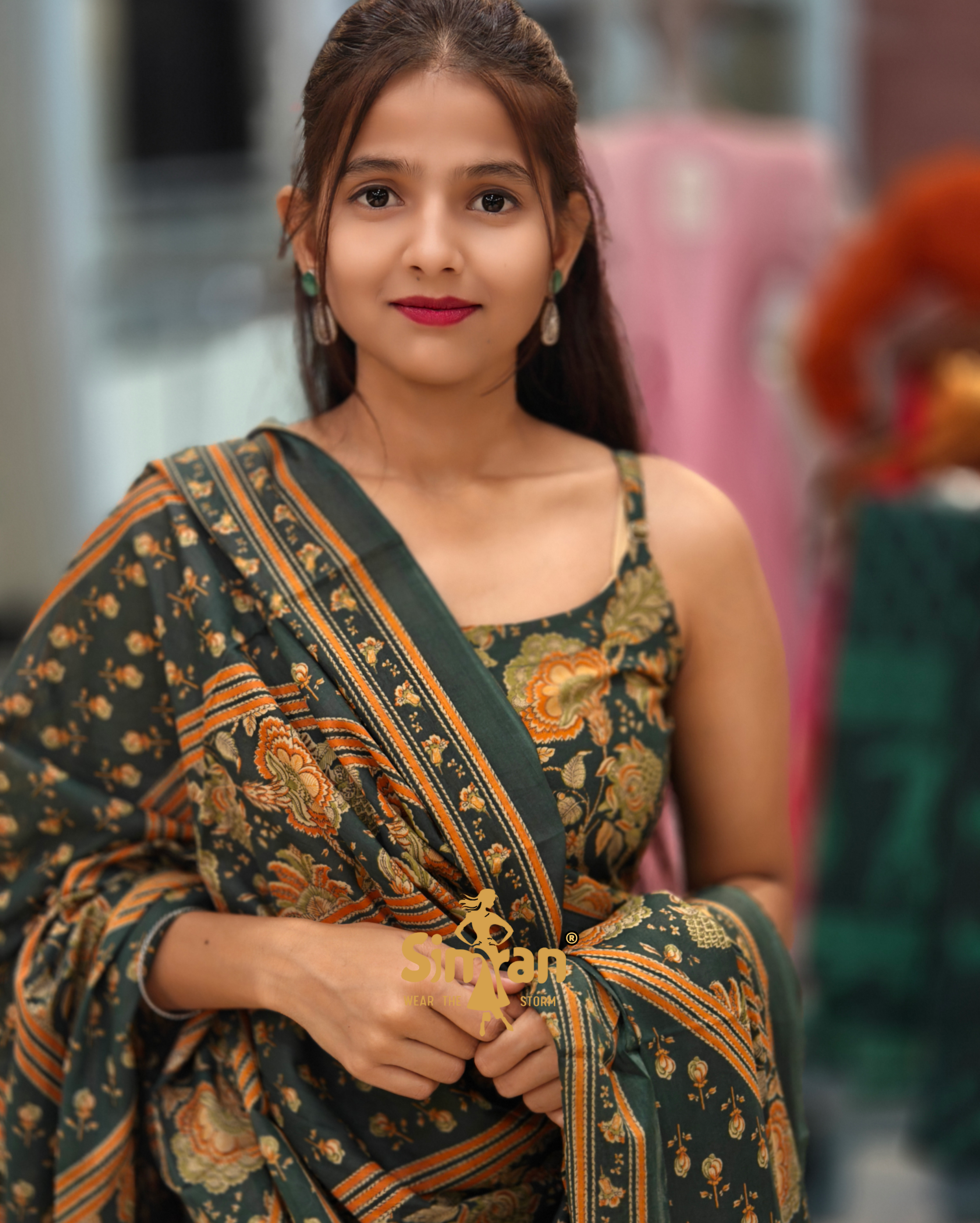 Flared Spaghetti Pure Cotton Kurti Pant Dupatta Set 013877