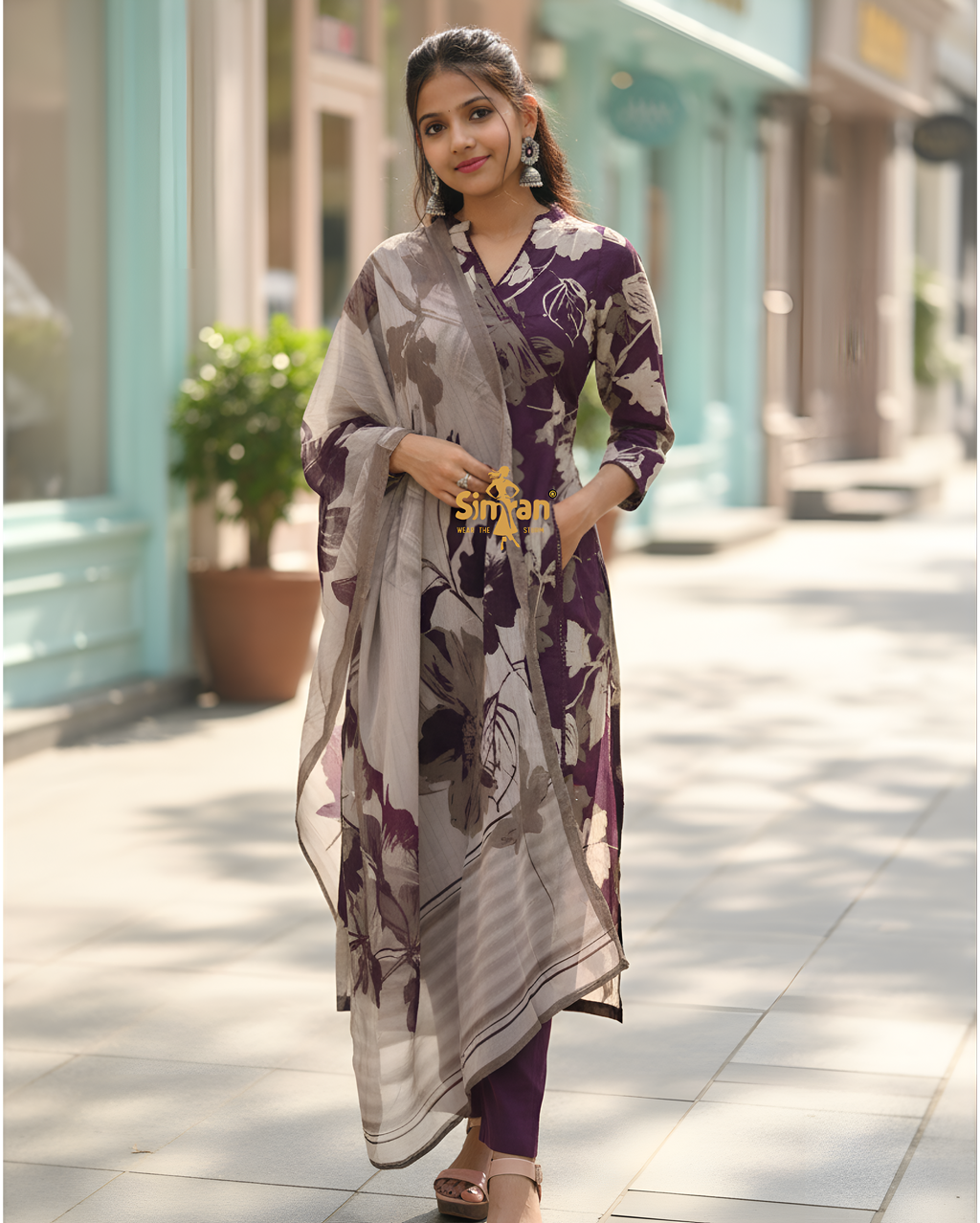 Pure Cotton Kurti Pant Dupatta Set 014750