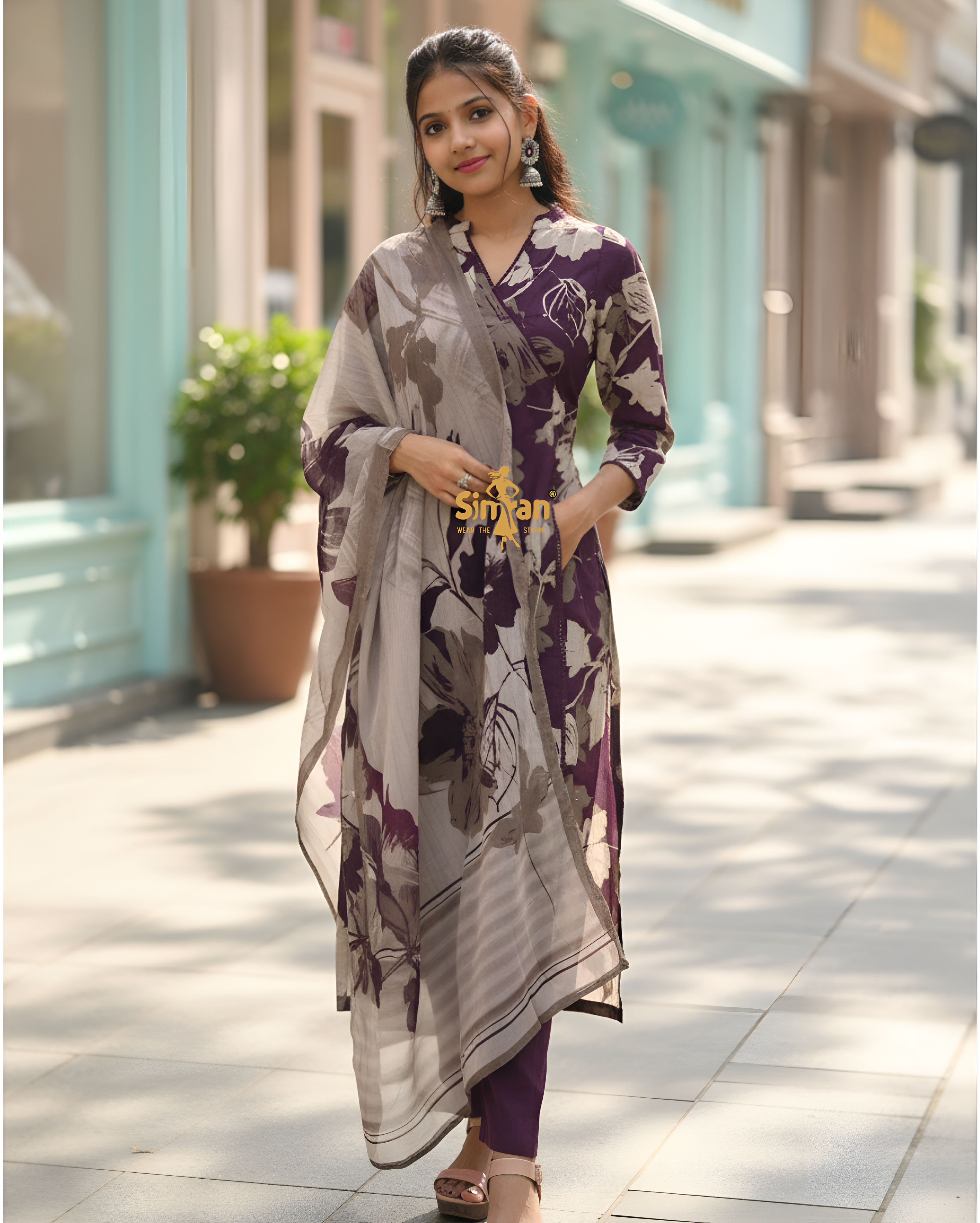 Pure Cotton Kurti Pant Dupatta Set 014750