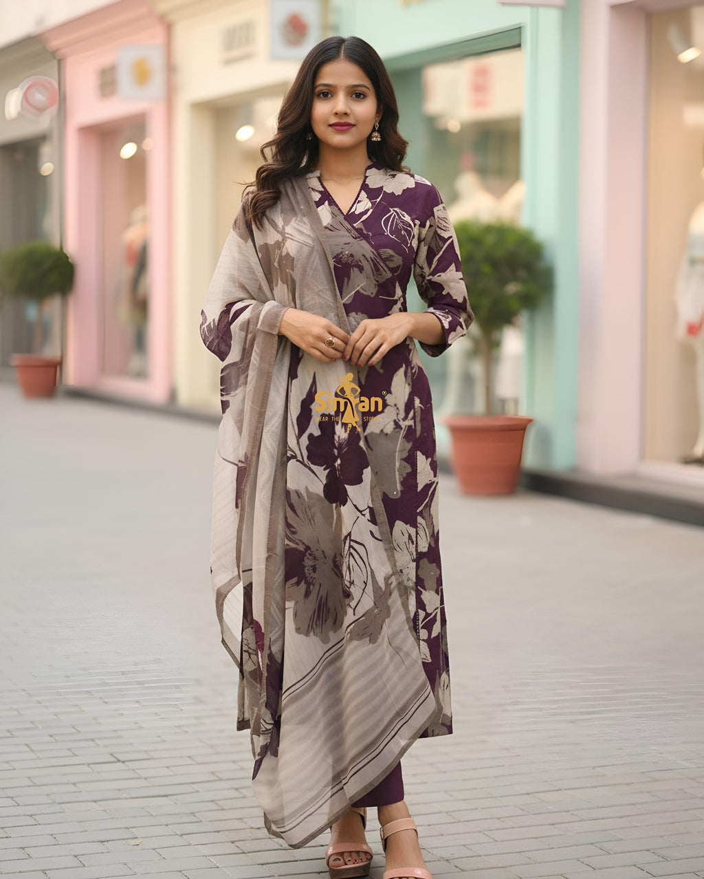 Pure Cotton Kurti Pant Dupatta Set 014750