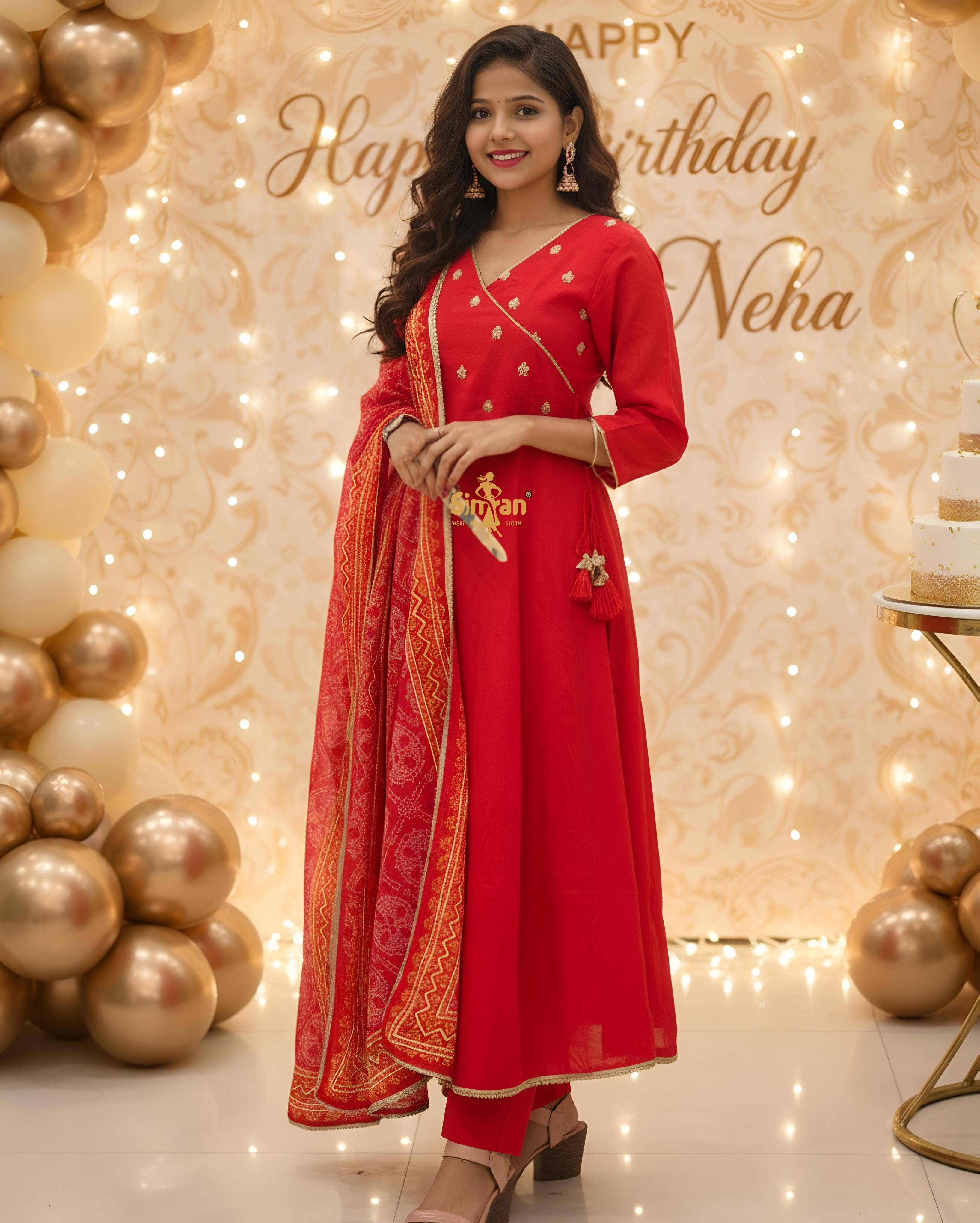 Cotton Kurti Pant Doria Dupatta Set 014742