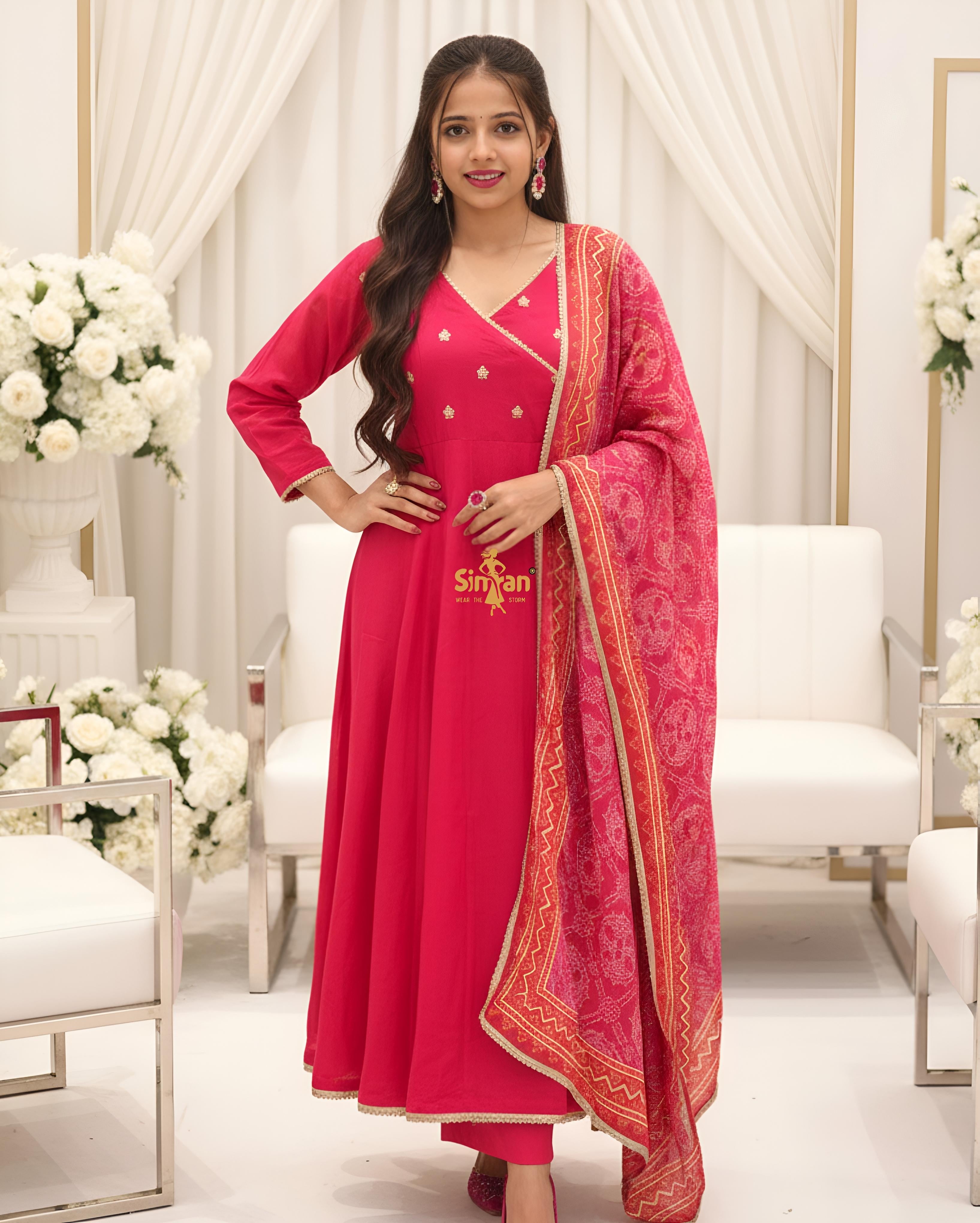 Cotton Kurti Pant Doria Dupatta Set 014740