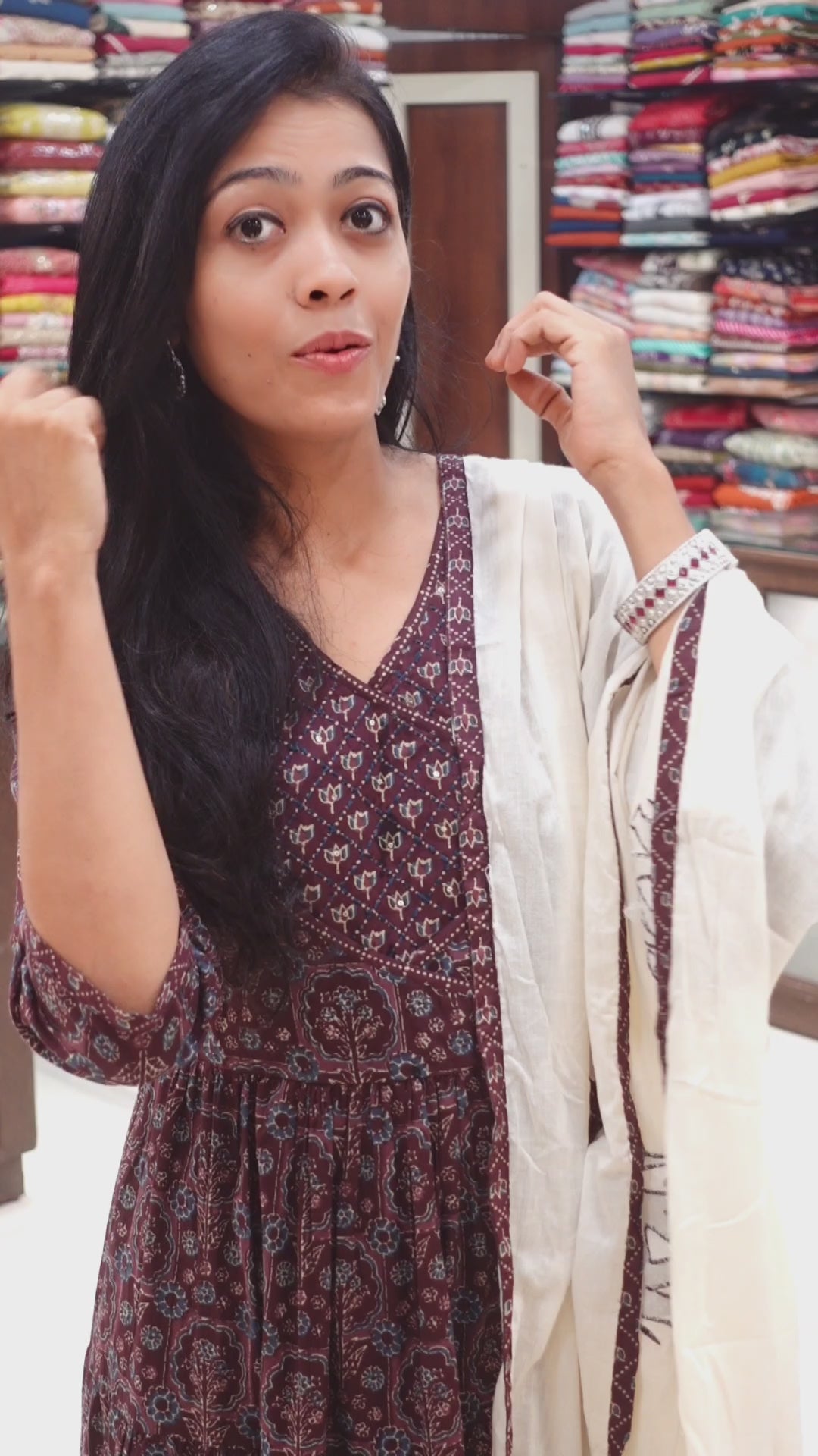 Ajrakh Print Angrakha Flared Set 014350
