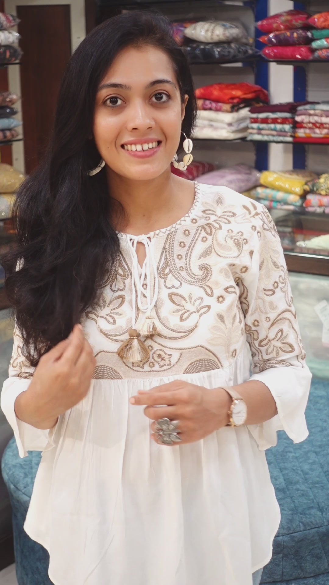 Ivory Boho Style Short Kurti 011561