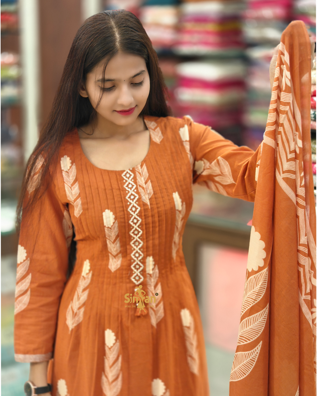 Pure Cotton Kurti Pant Dupatta Set 014507