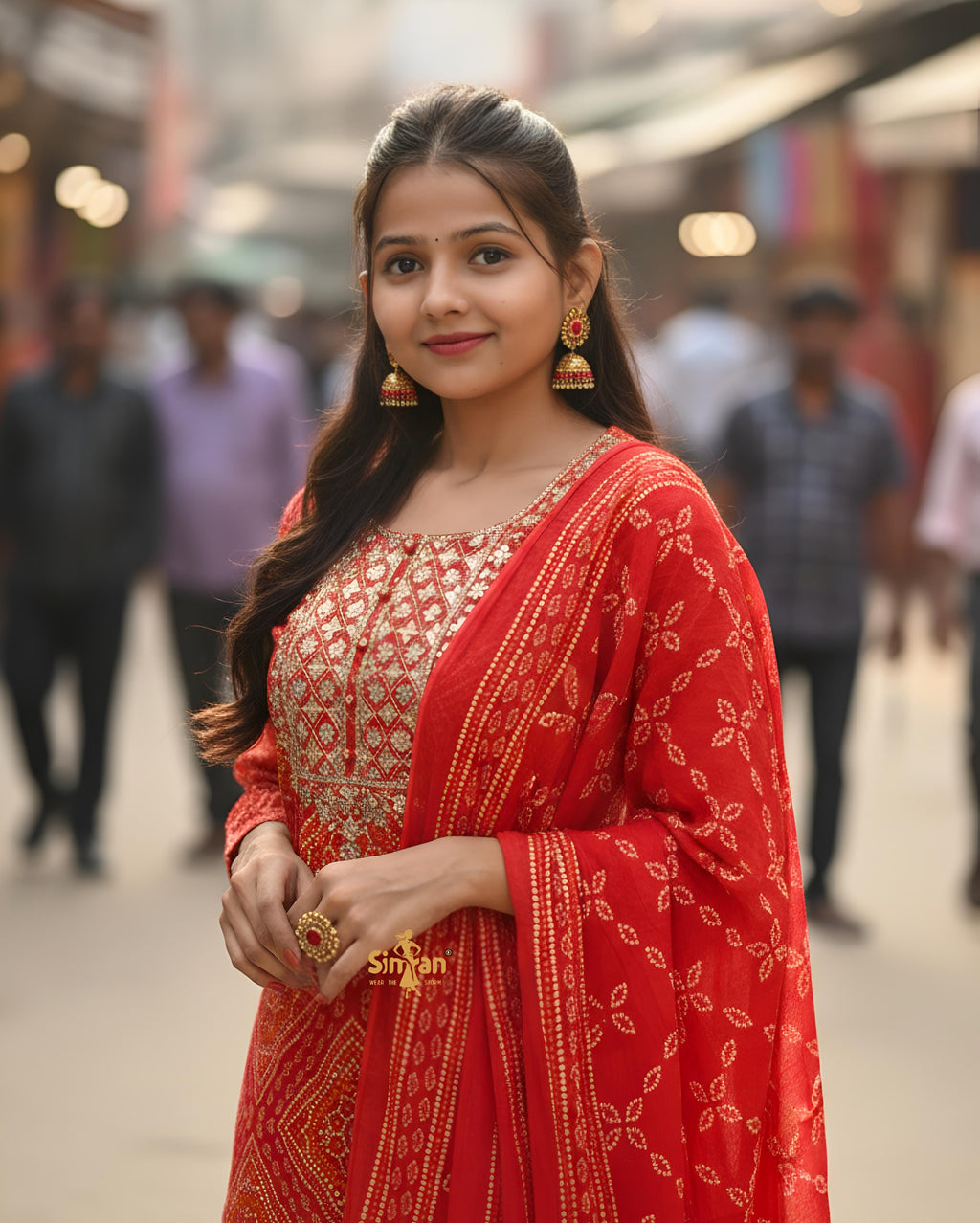 Pure Cotton Kurti Pant Dupatta Set 014759