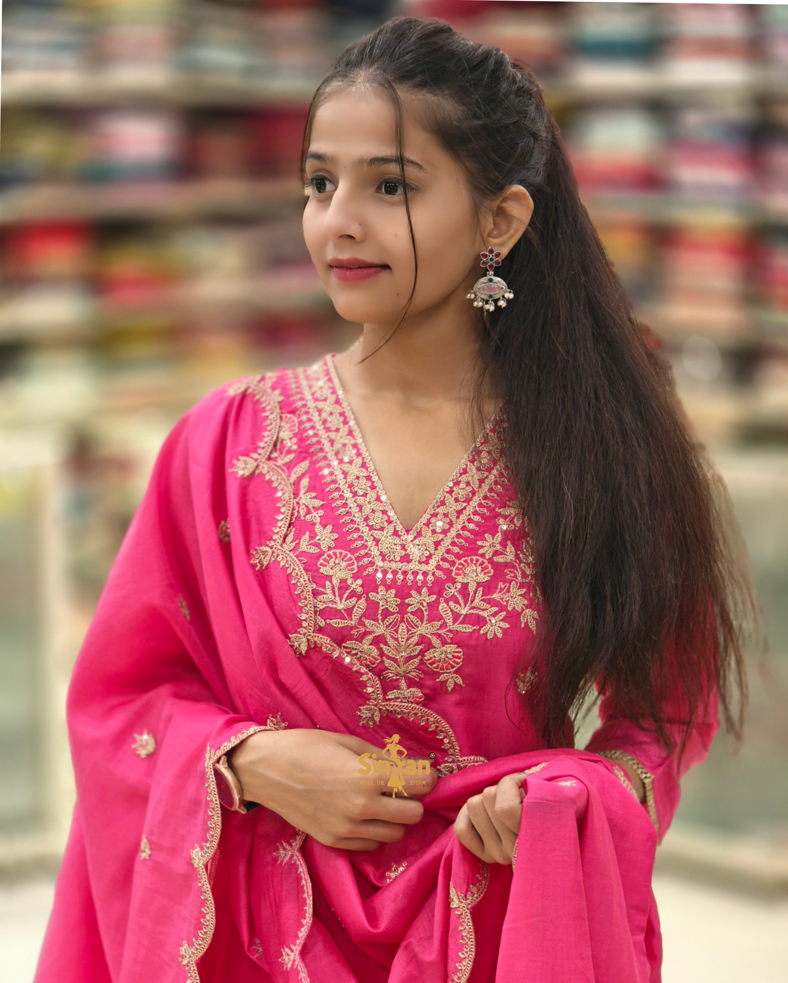 Silk Straight Kurti Pant & Dupatta Set 014390