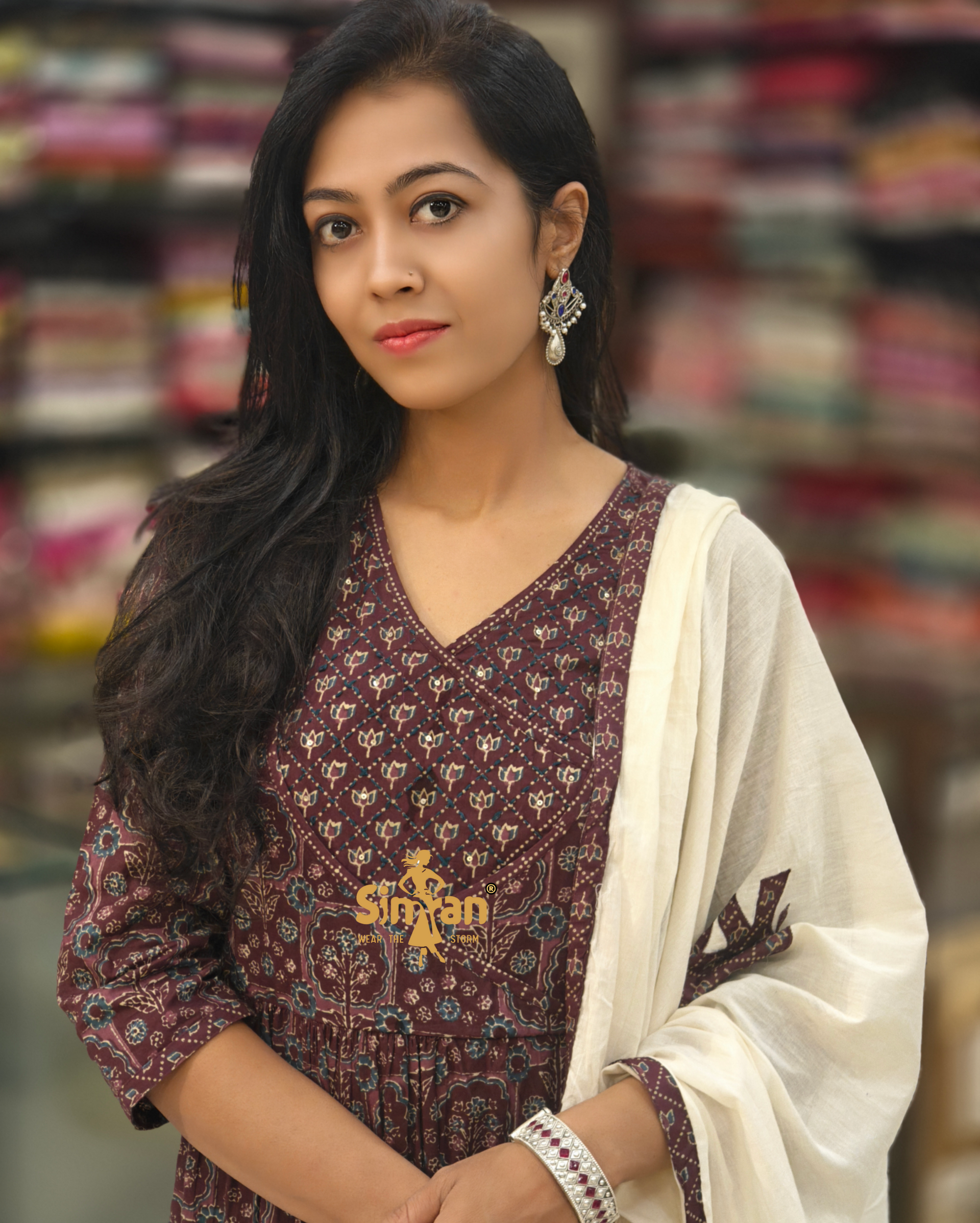 Ajrakh Print Angrakha Flared Set 014350