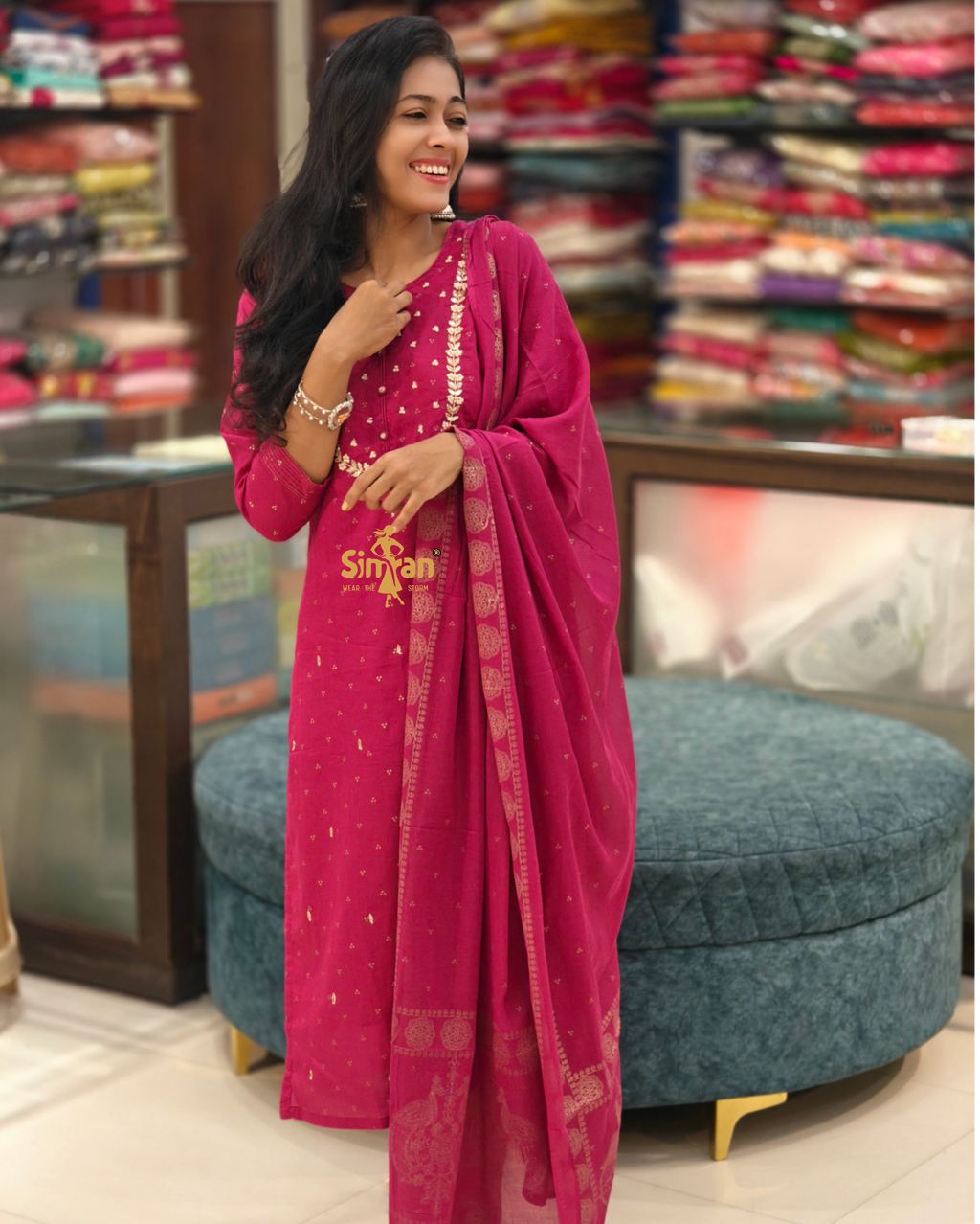 Pure Cotton Kurti Pant Dupatta Set 014521