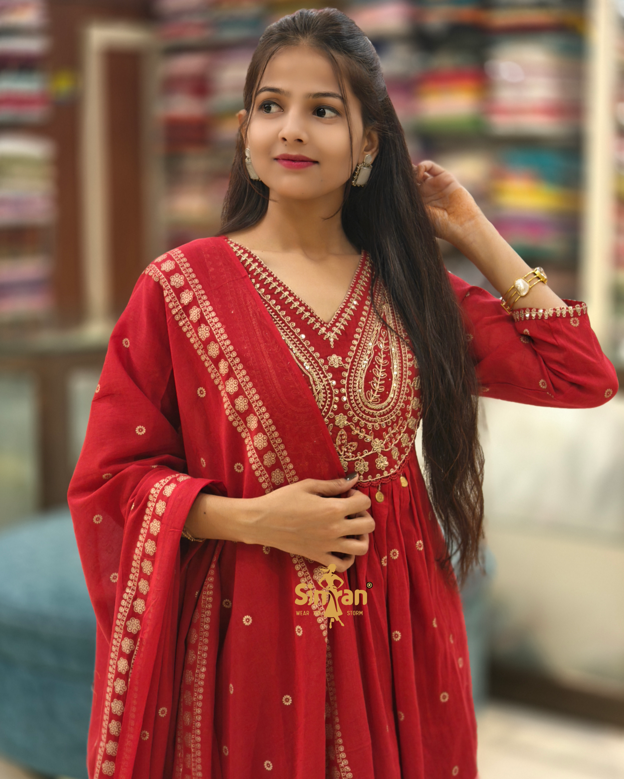 Pure Cotton Kurti Pant Dupatta Set 014148