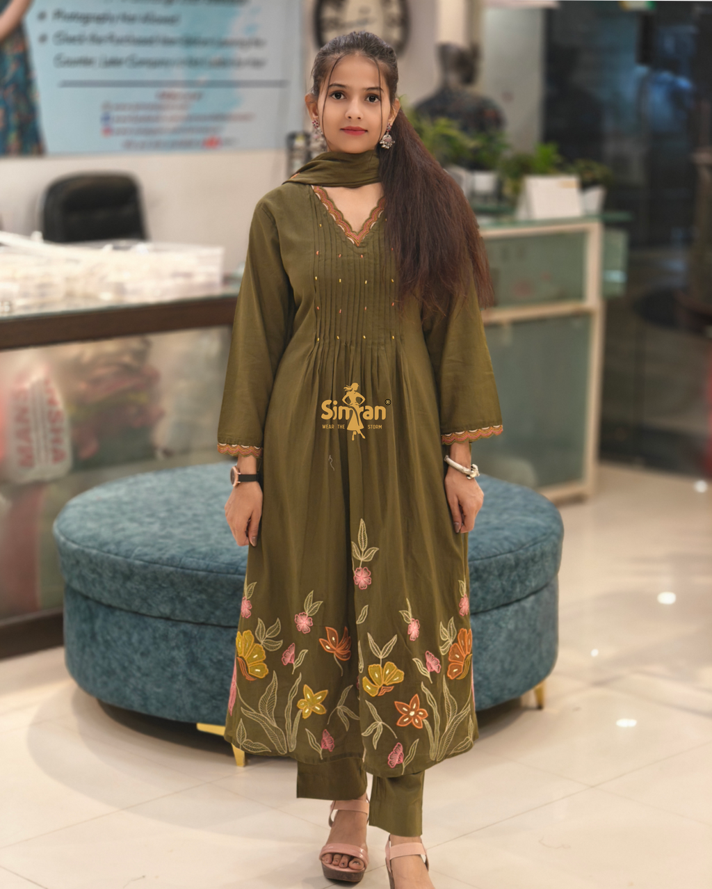 Pure Cotton  Kurti Pant Dupatta Set 014367