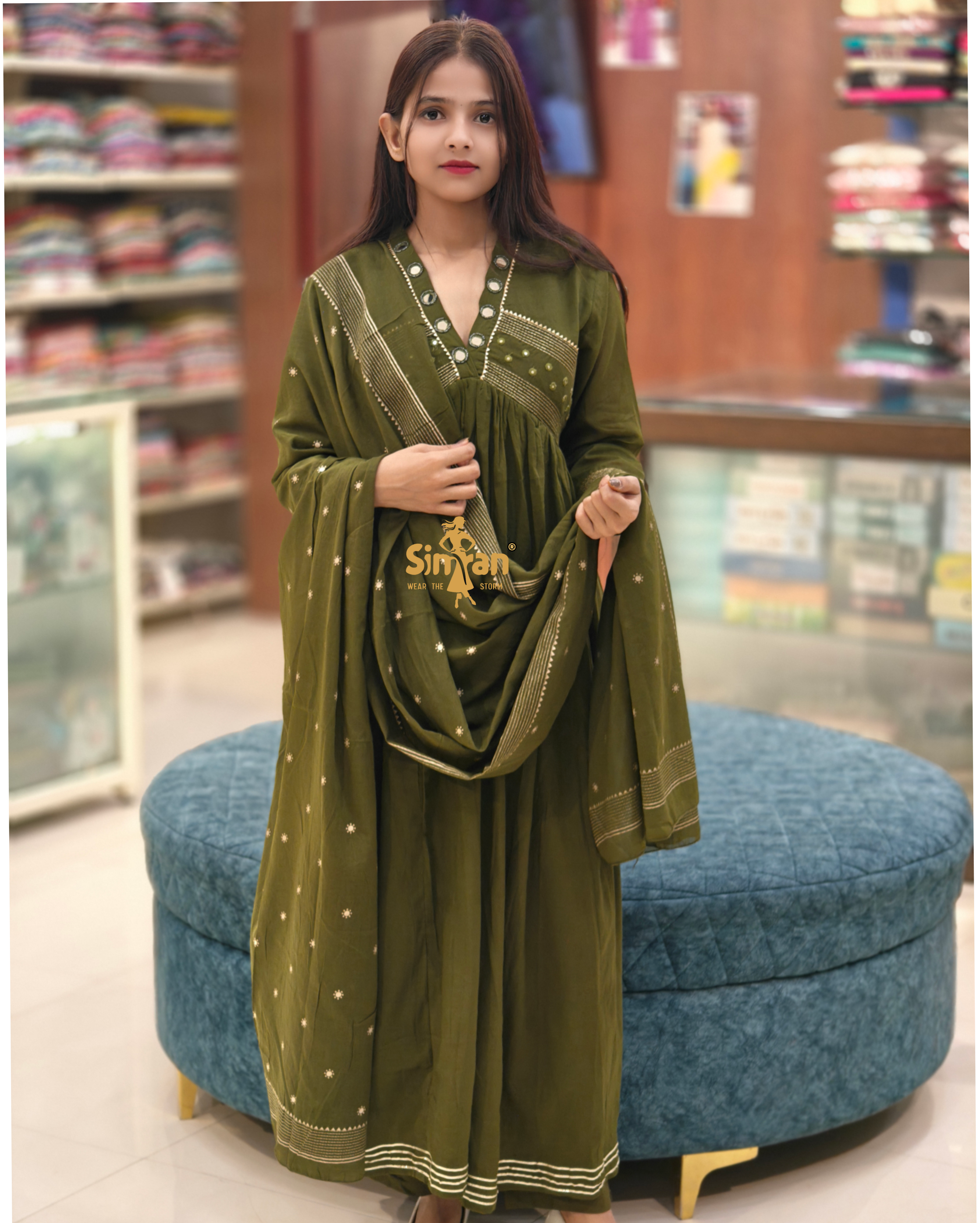 Pure Cotton Kurti Pant Dupatta Set 014514