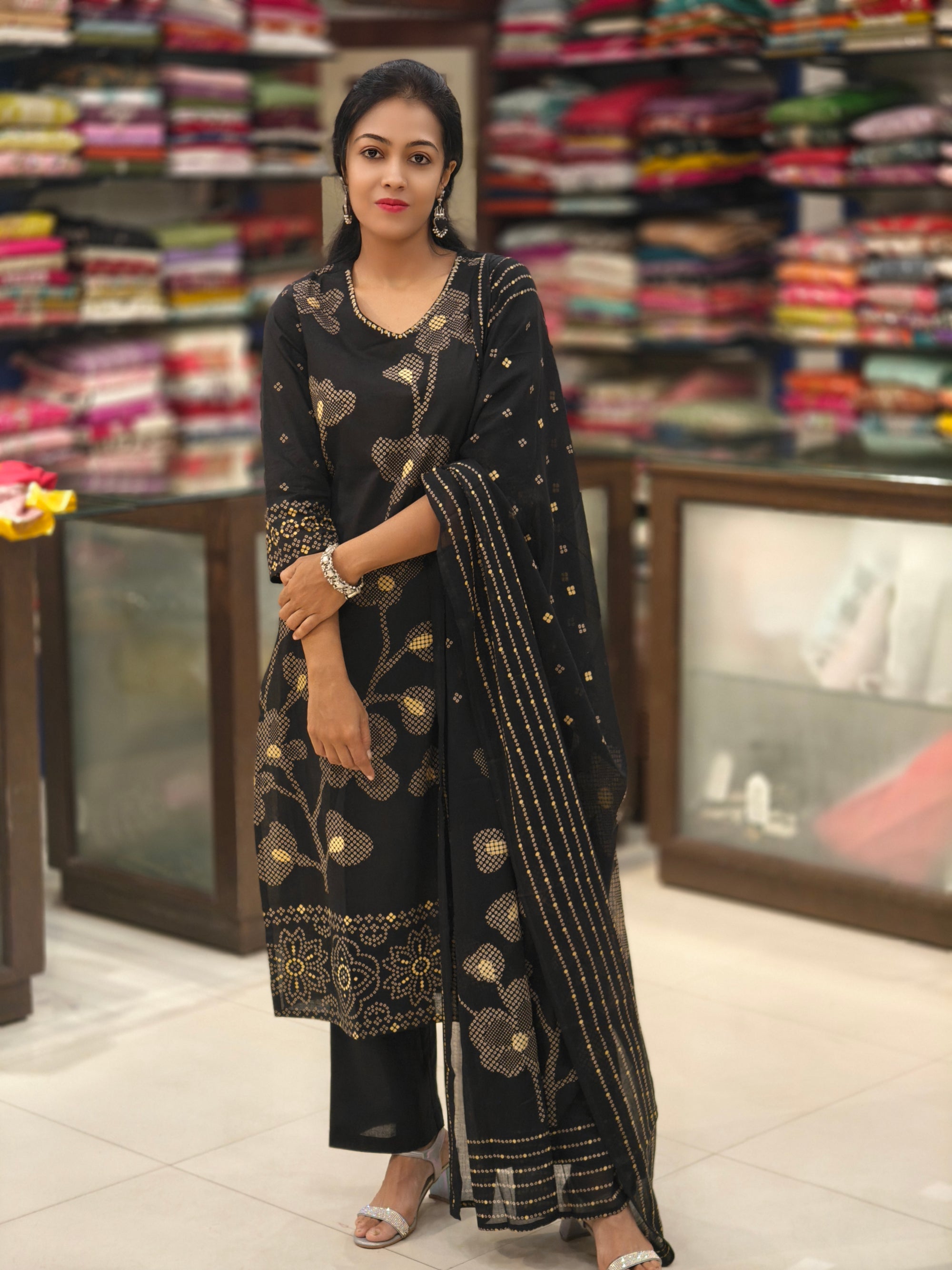 Pure Cotton  Kurti Pant Dupatta Set 014360