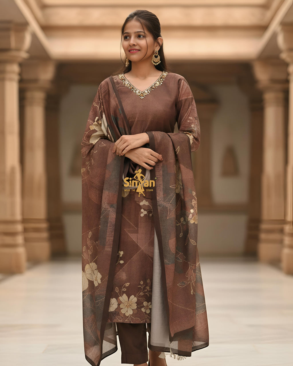 Modal Silk Kurti Pant Dupatta Set014765