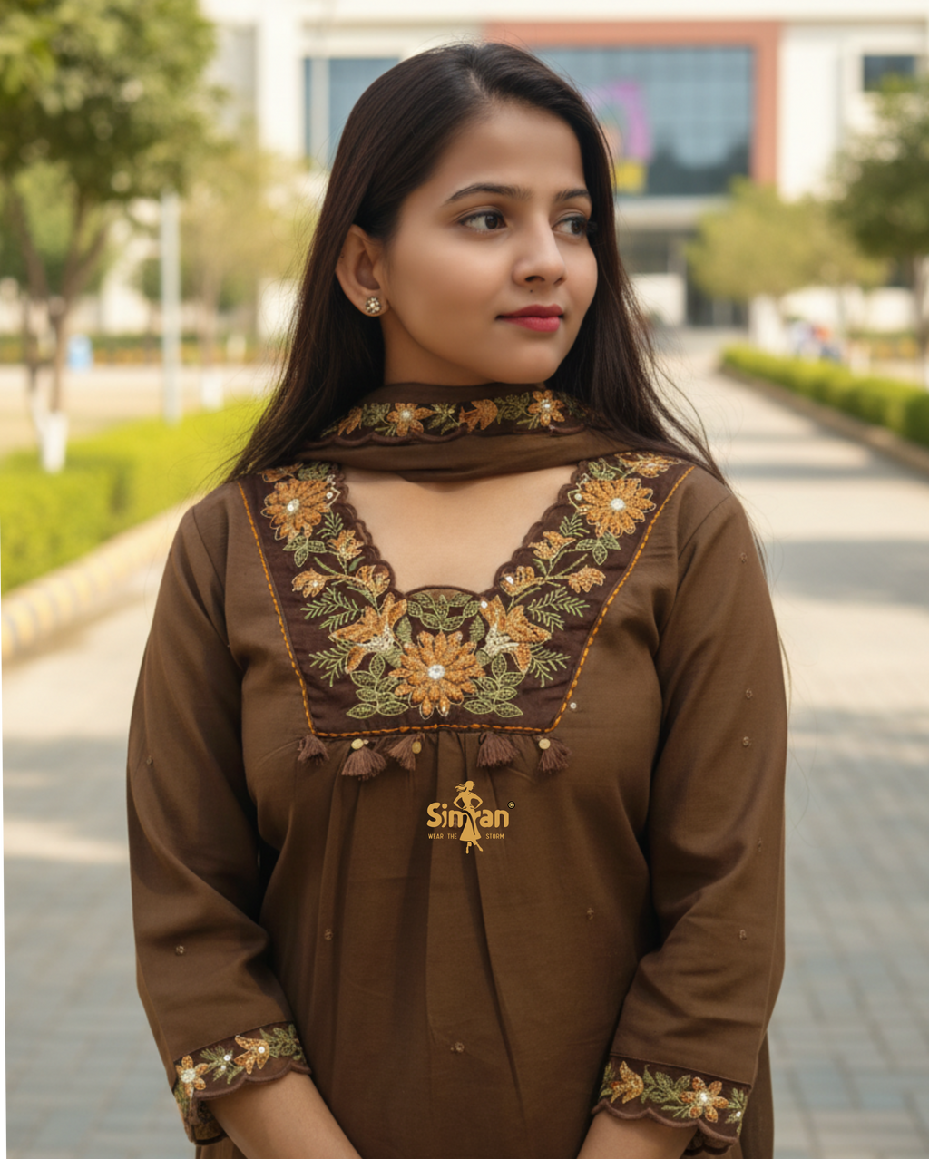 Pure Cotton  Kurti Pant Dupatta Set 014734