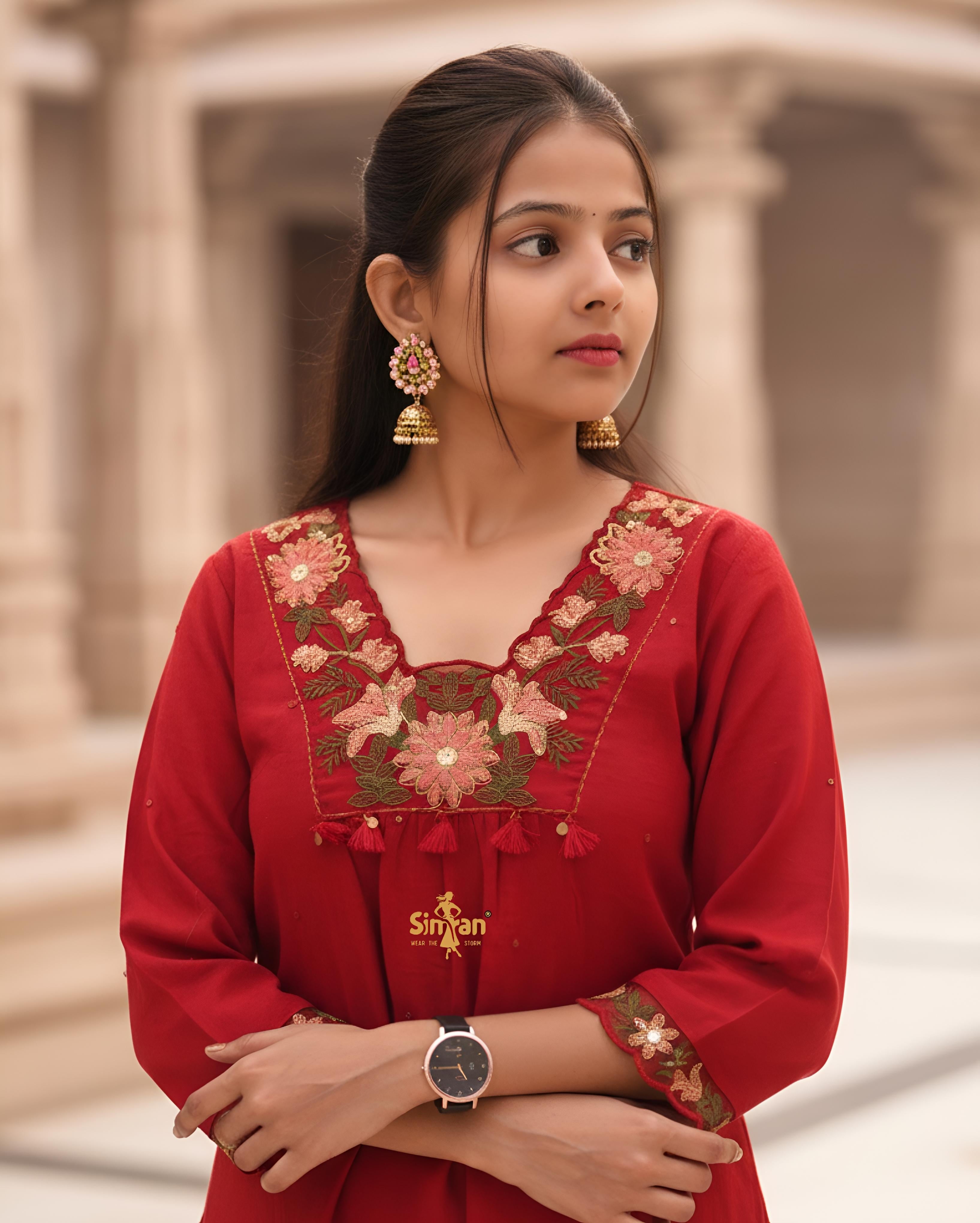 Pure Cotton Kurti Pant Dupatta Set 014733