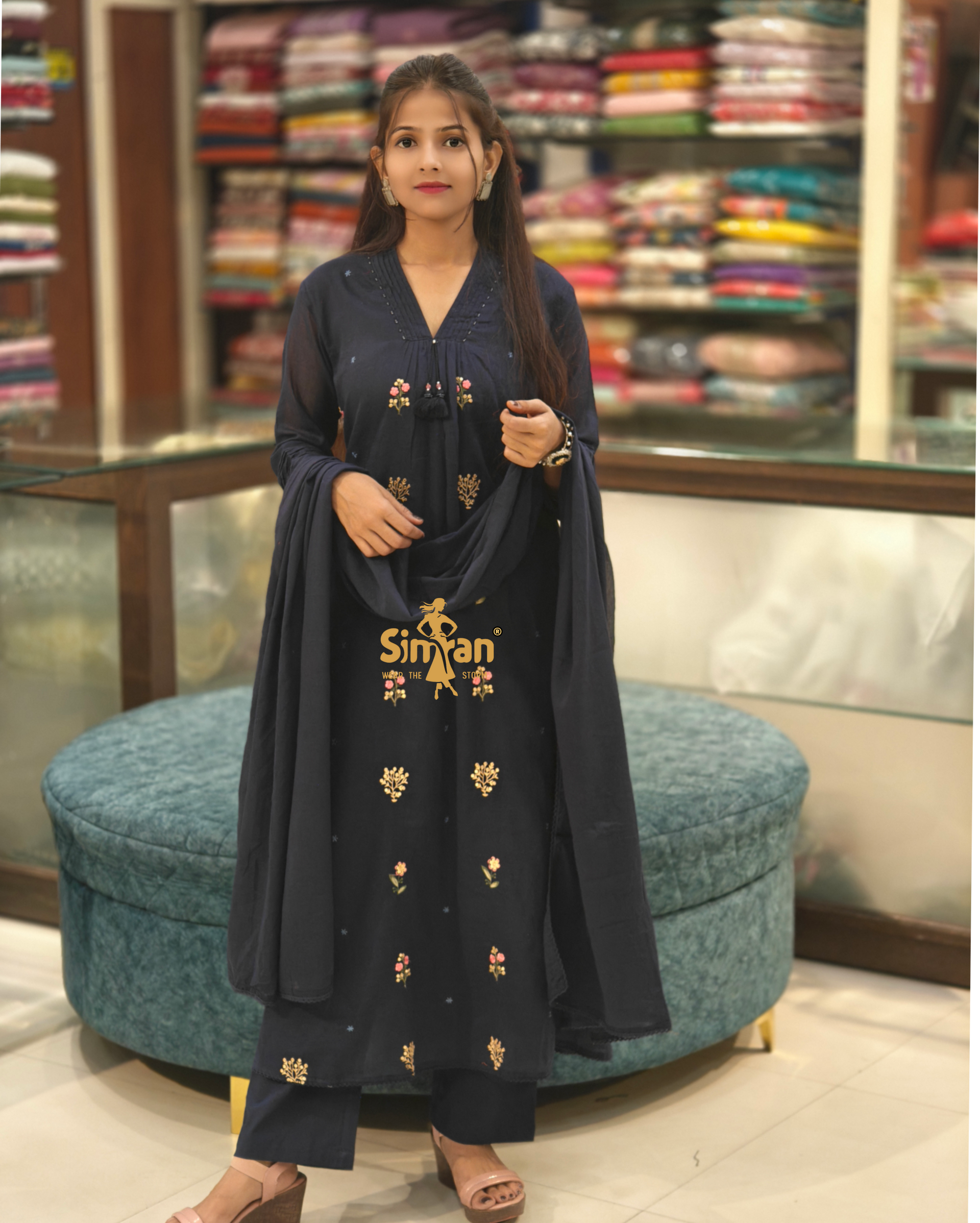 Pure Cotton Kurti Pant Dupatta Set 014161