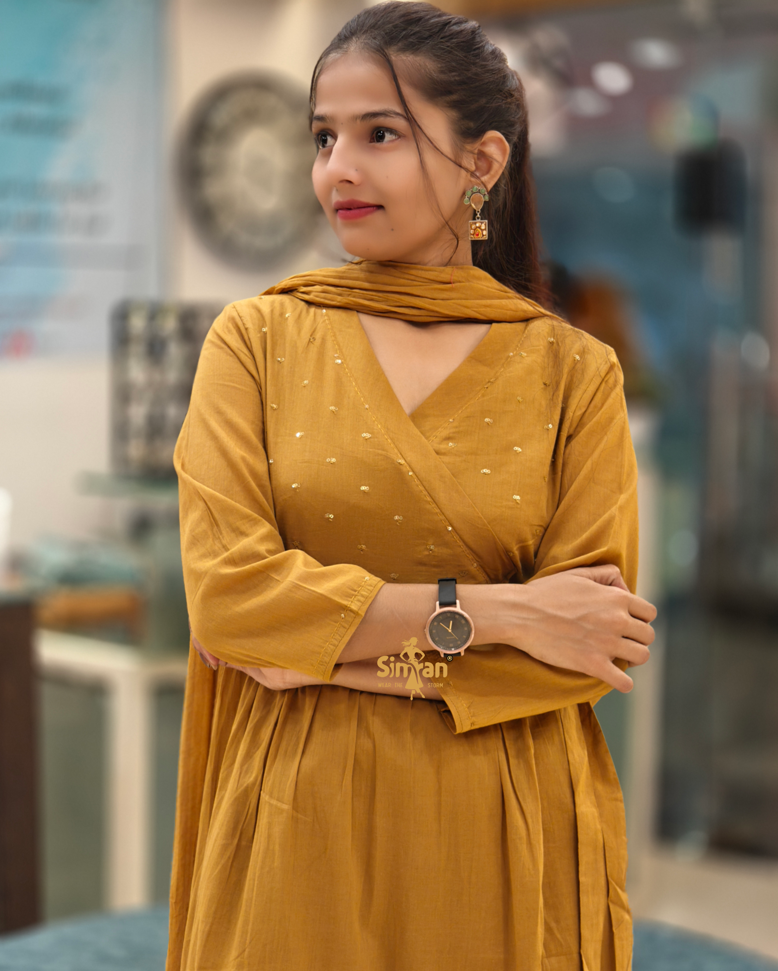 Pure Cotton Kurti Pant Dupatta Set 014368