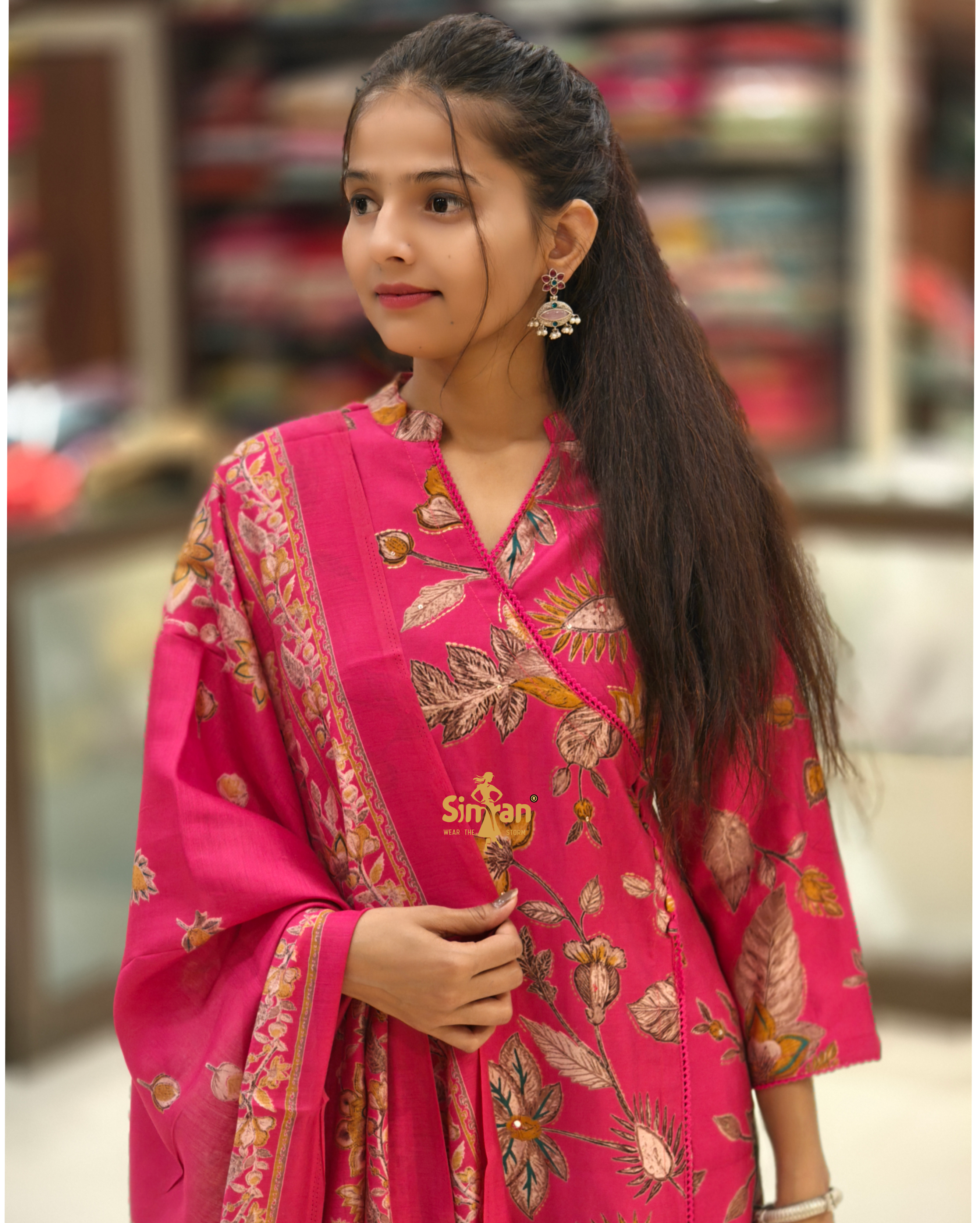 Silk Straight Kurti Pant & Dupatta Set 014386