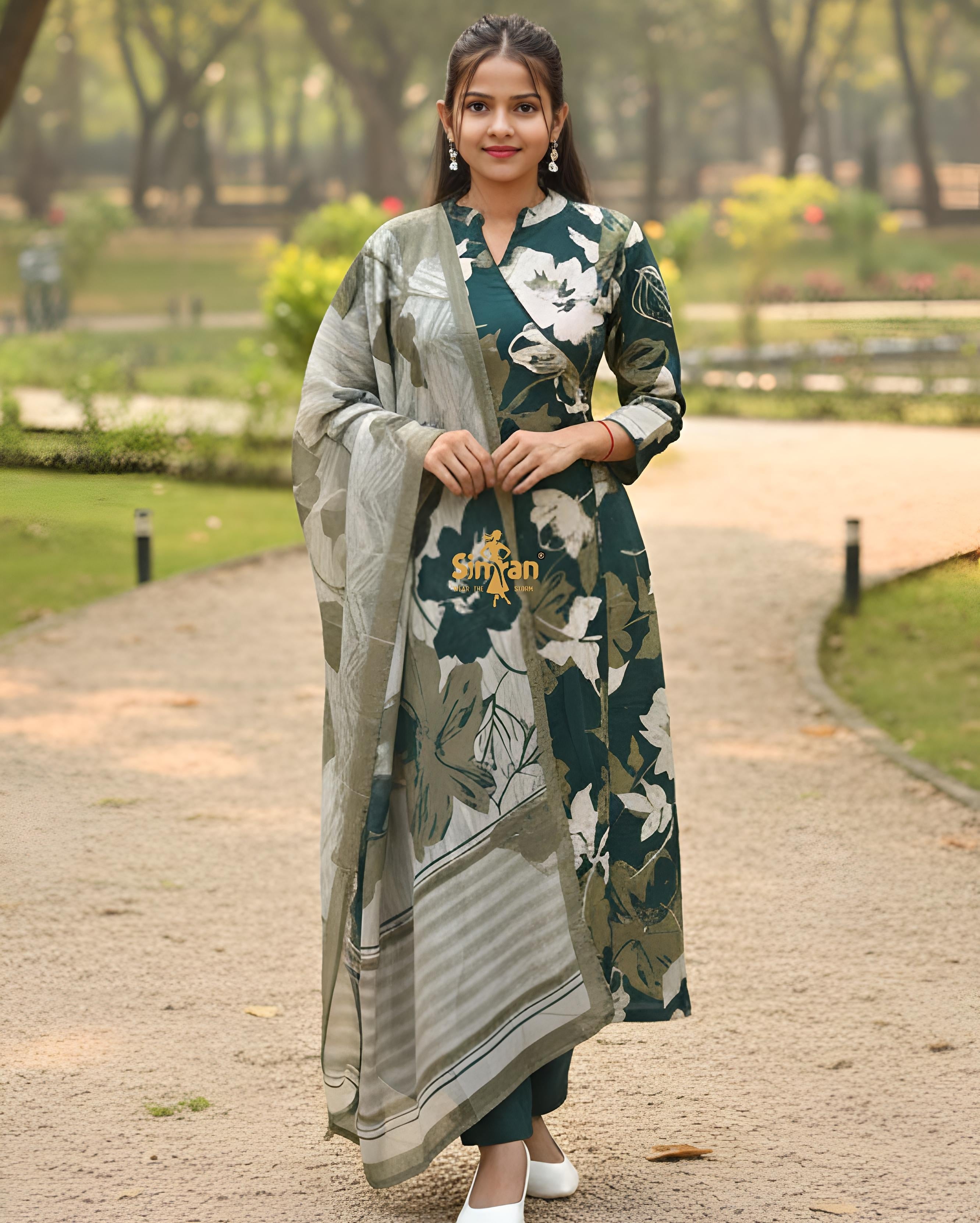 Pure Cotton Kurti Pant Dupatta Set 014751