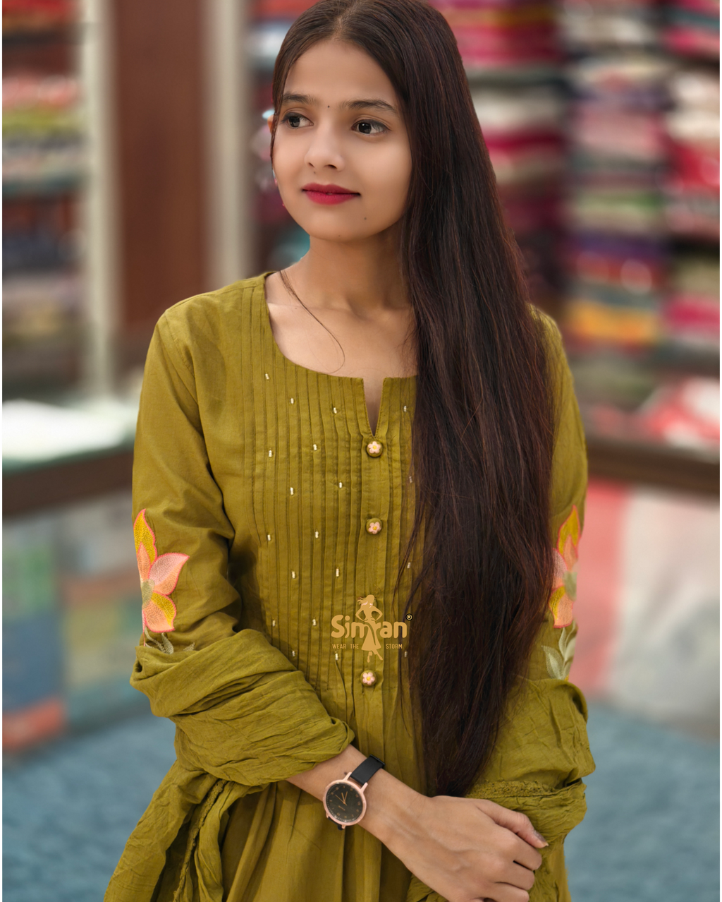 Pure Cotton Kurti Pant Dupatta Set 014527