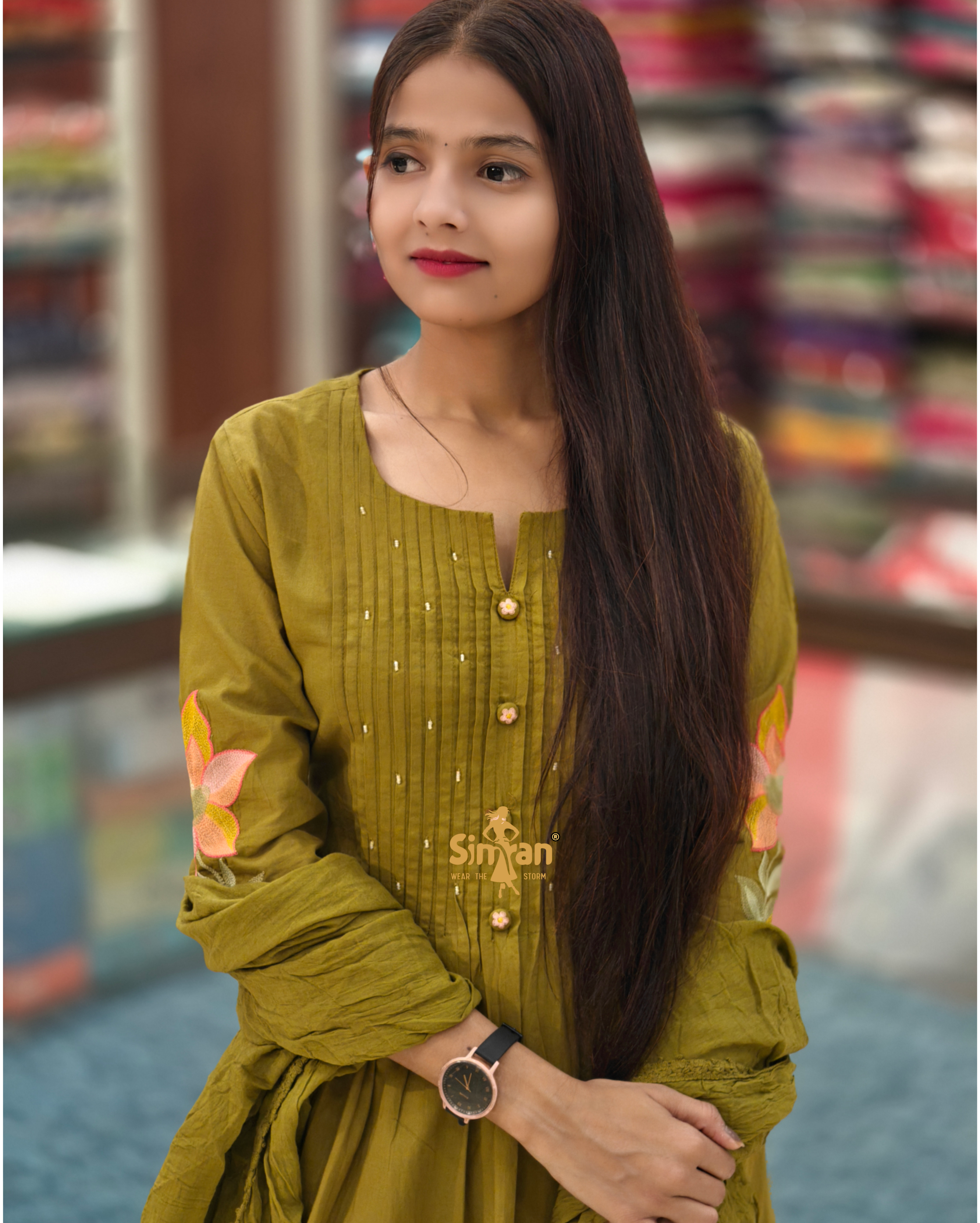 Pure Cotton Kurti Pant Dupatta Set 014527