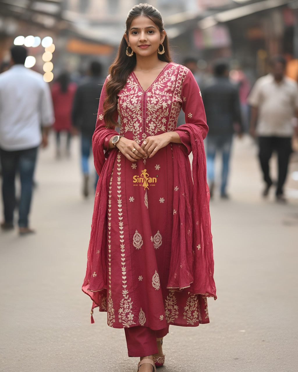 Pure Cotton Kurti Pant Dupatta Set 014764