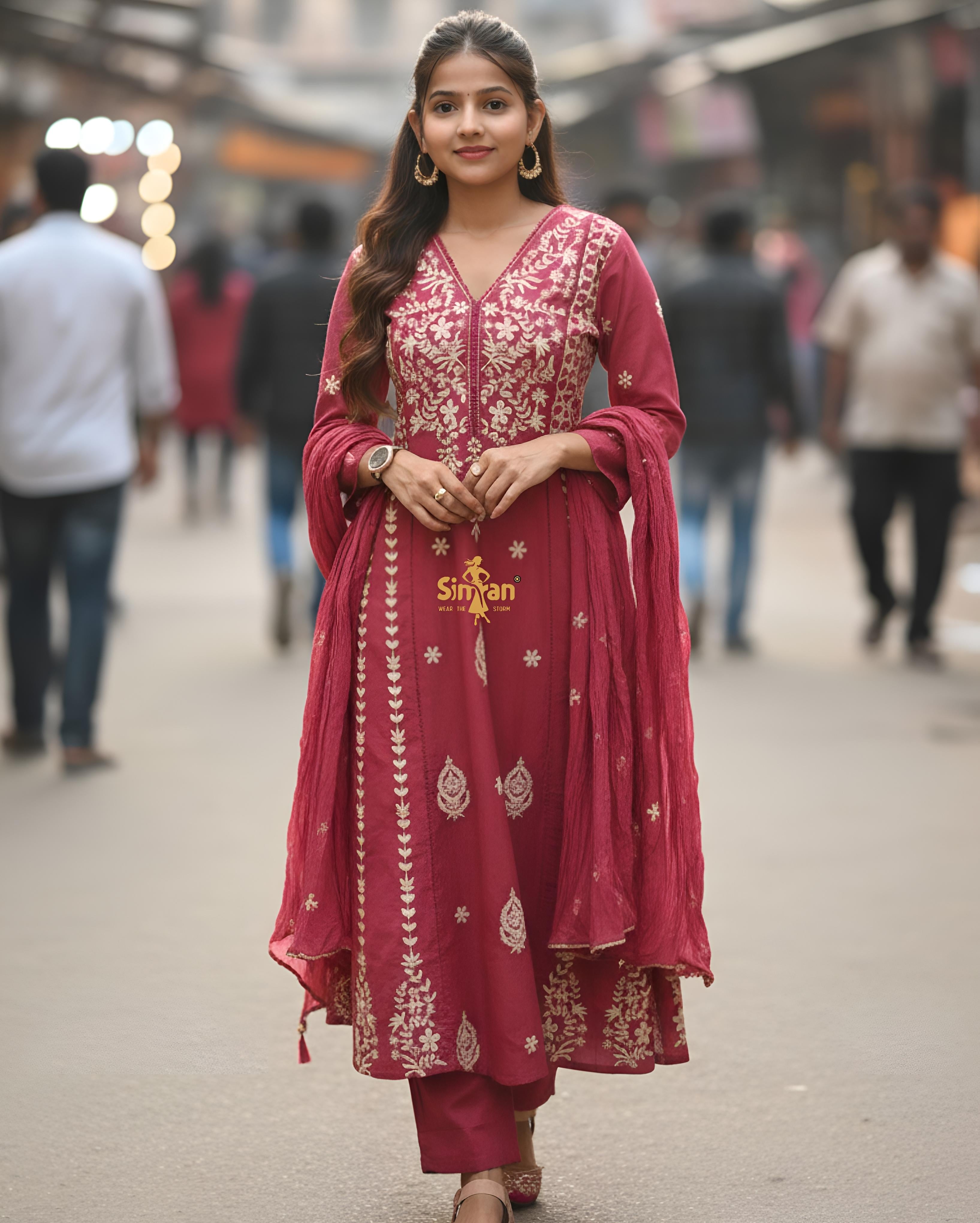 Pure Cotton Kurti Pant Dupatta Set 014764