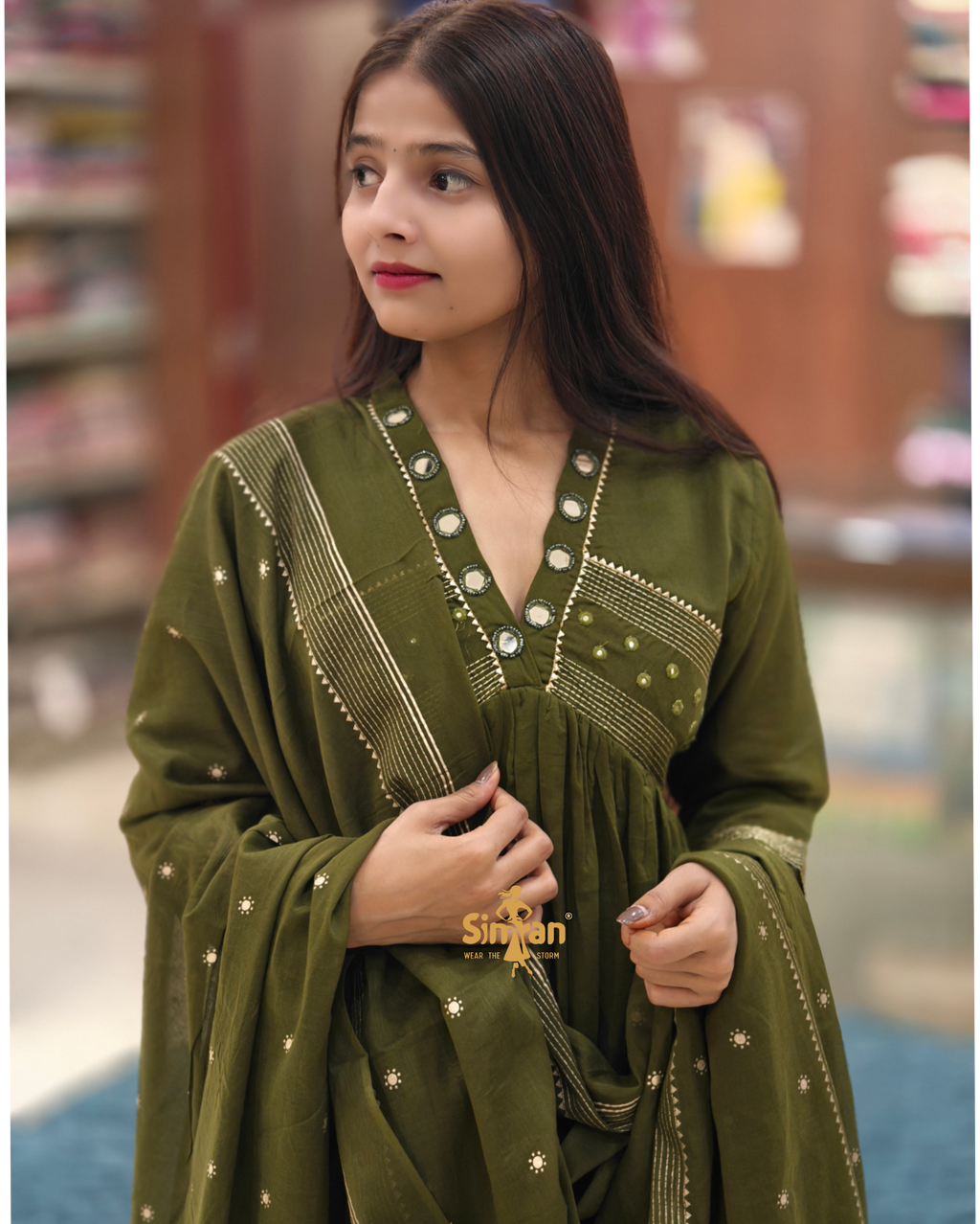 Pure Cotton Kurti Pant Dupatta Set 014514