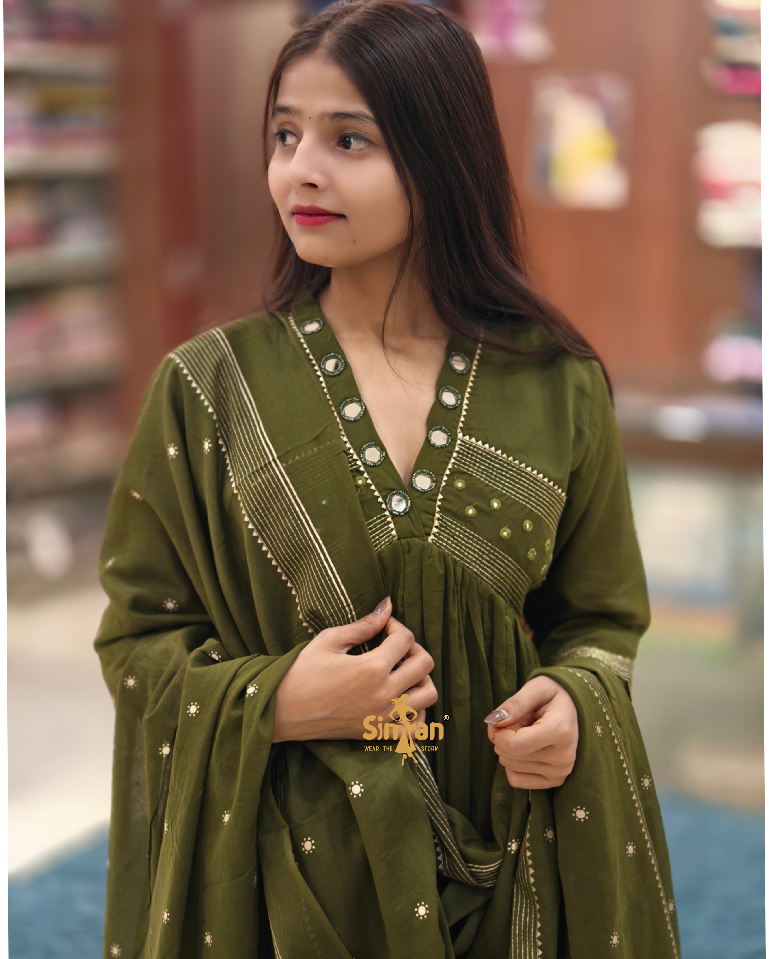 Pure Cotton Kurti Pant Dupatta Set 014514