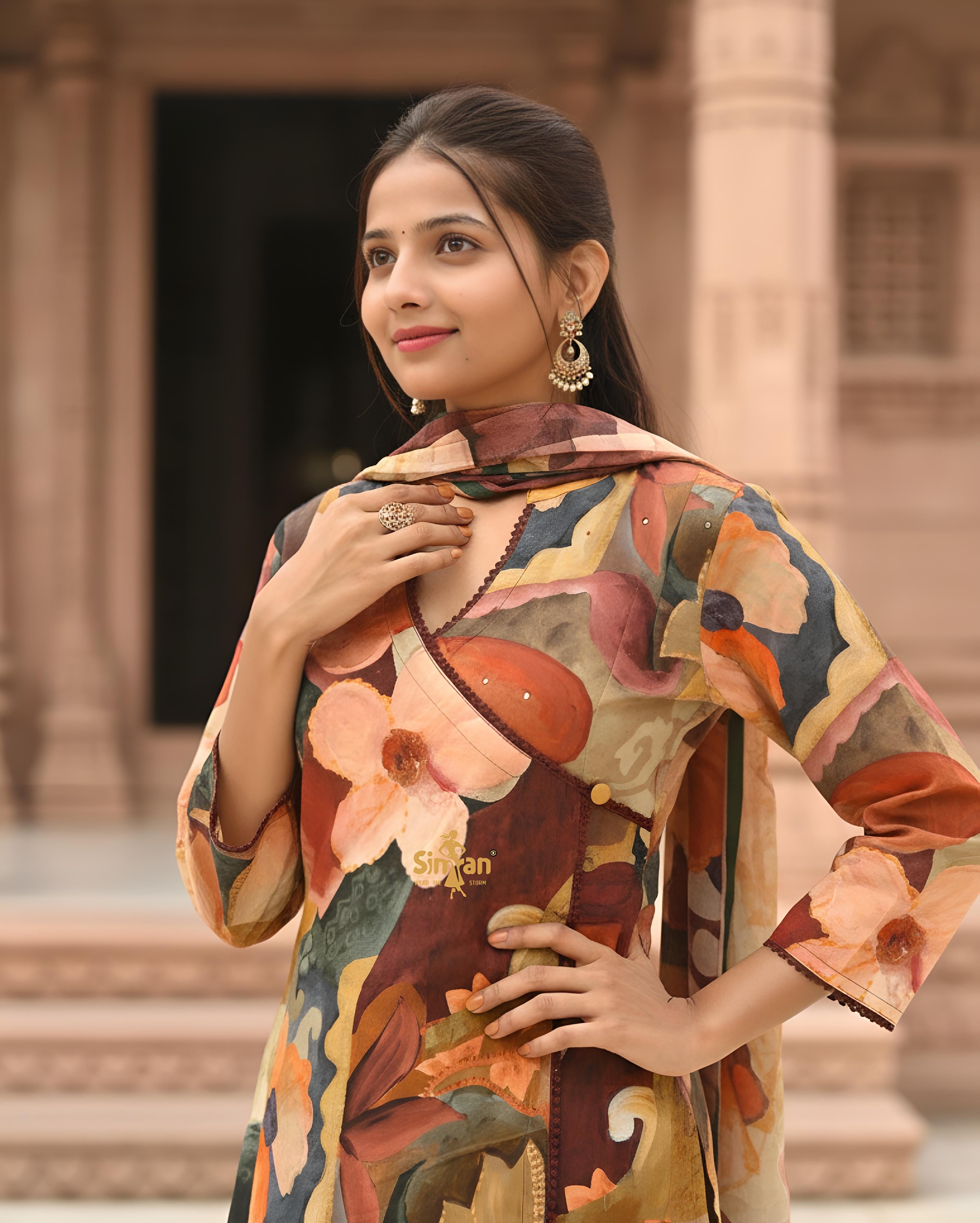 Pure Cotton  Kurti Pant Dupatta Set 014766