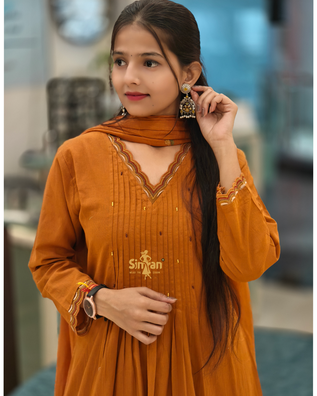 Pure Cotton Kurti Pant Dupatta Set 014366