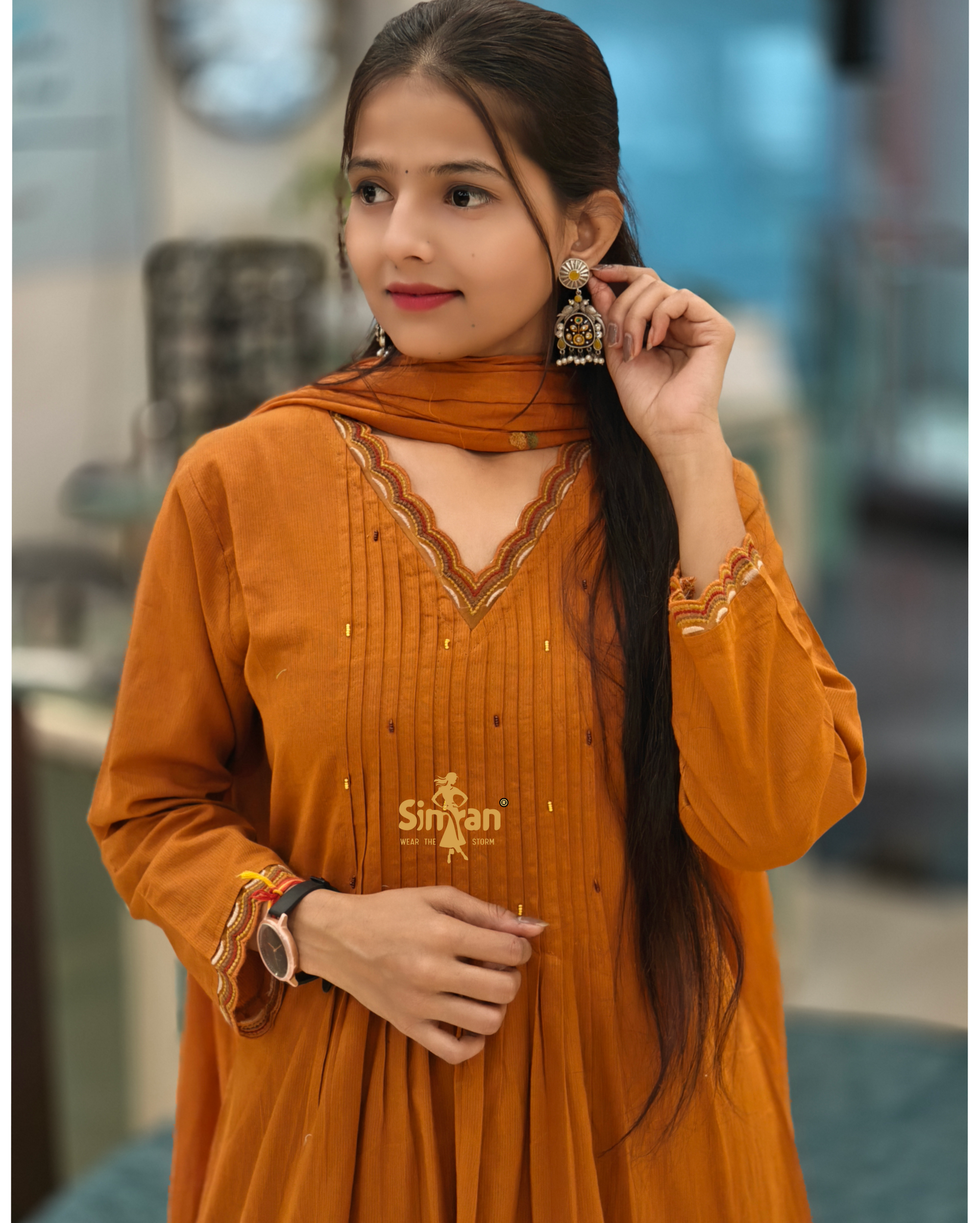 Pure Cotton Kurti Pant Dupatta Set 014366