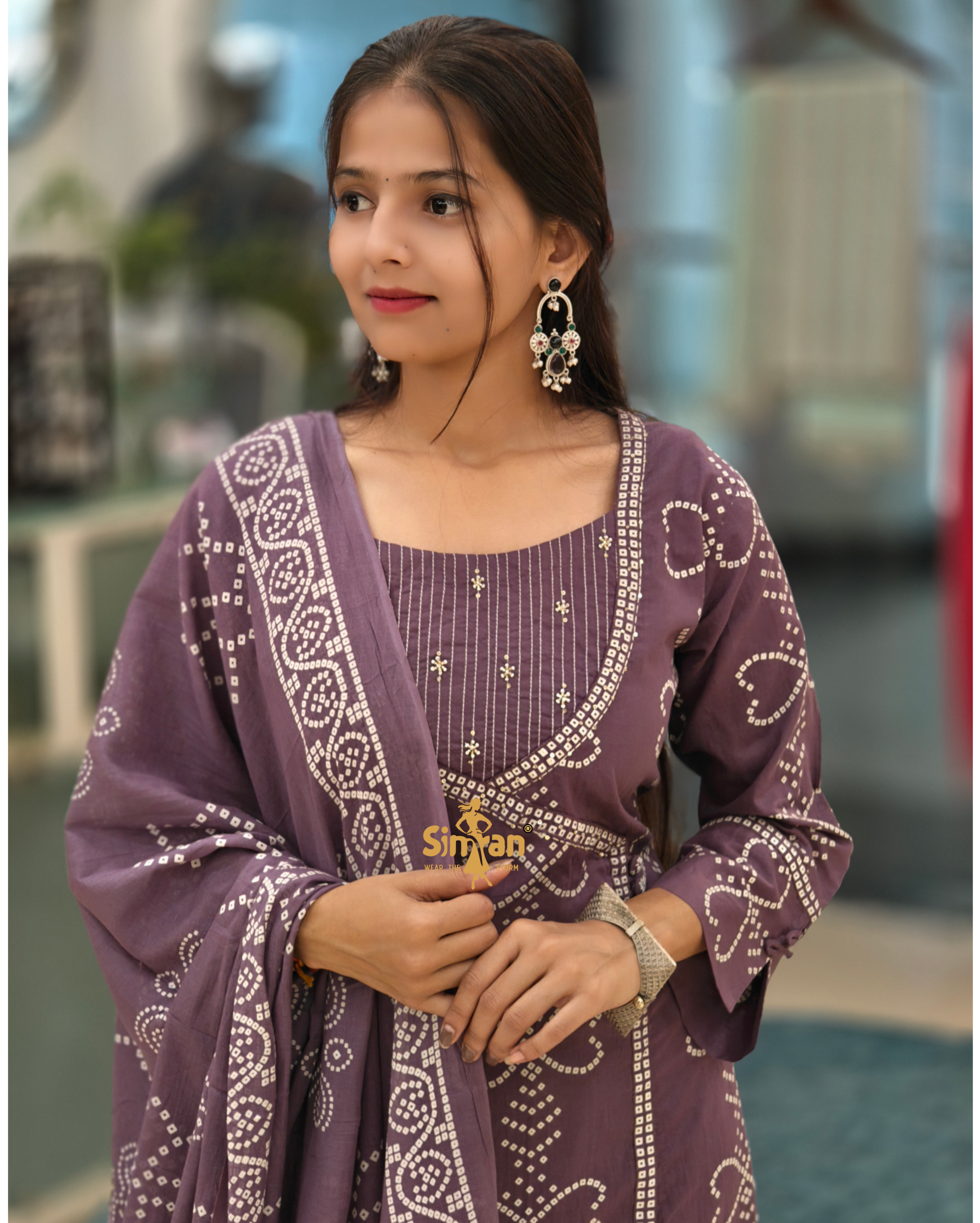 A-Line Pure Cotton  Kurti Pant Dupatta Set 014415