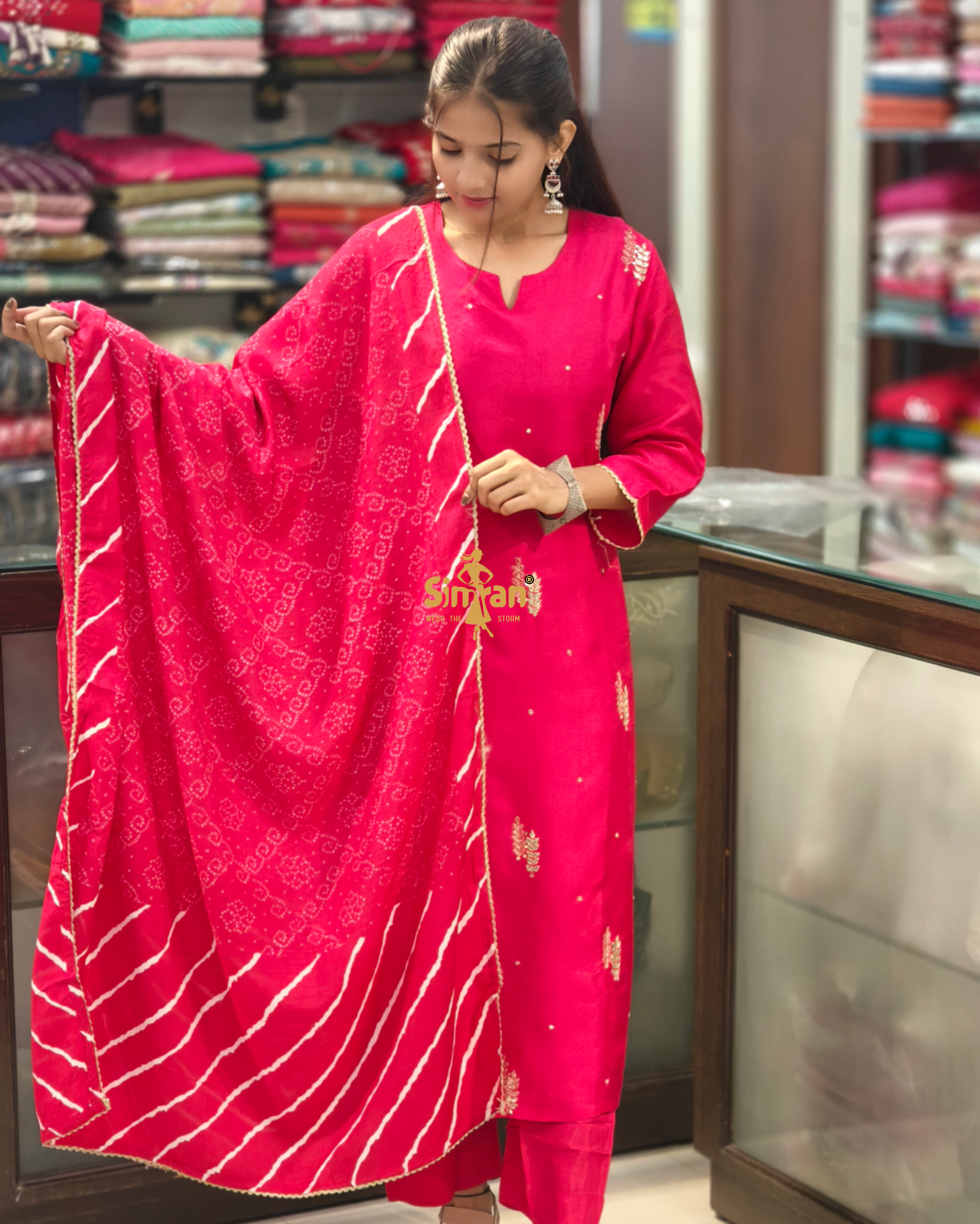 Silk Straight Kurti Pant & Dupatta Set 014389