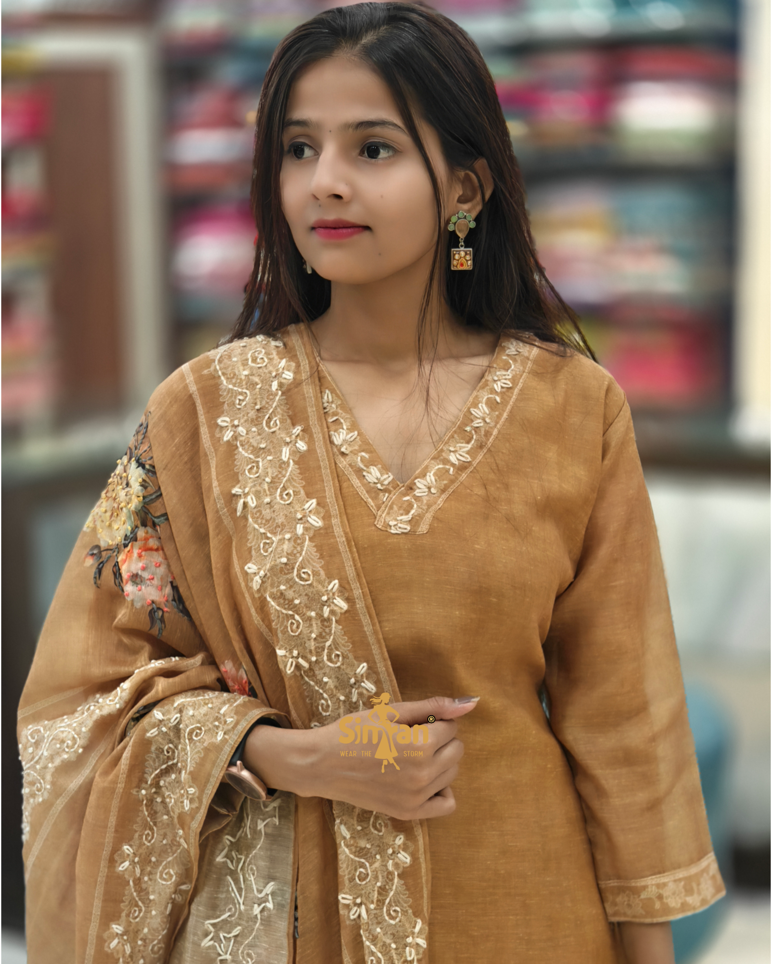 Silk Kurti Pant Dupatta Set 014407